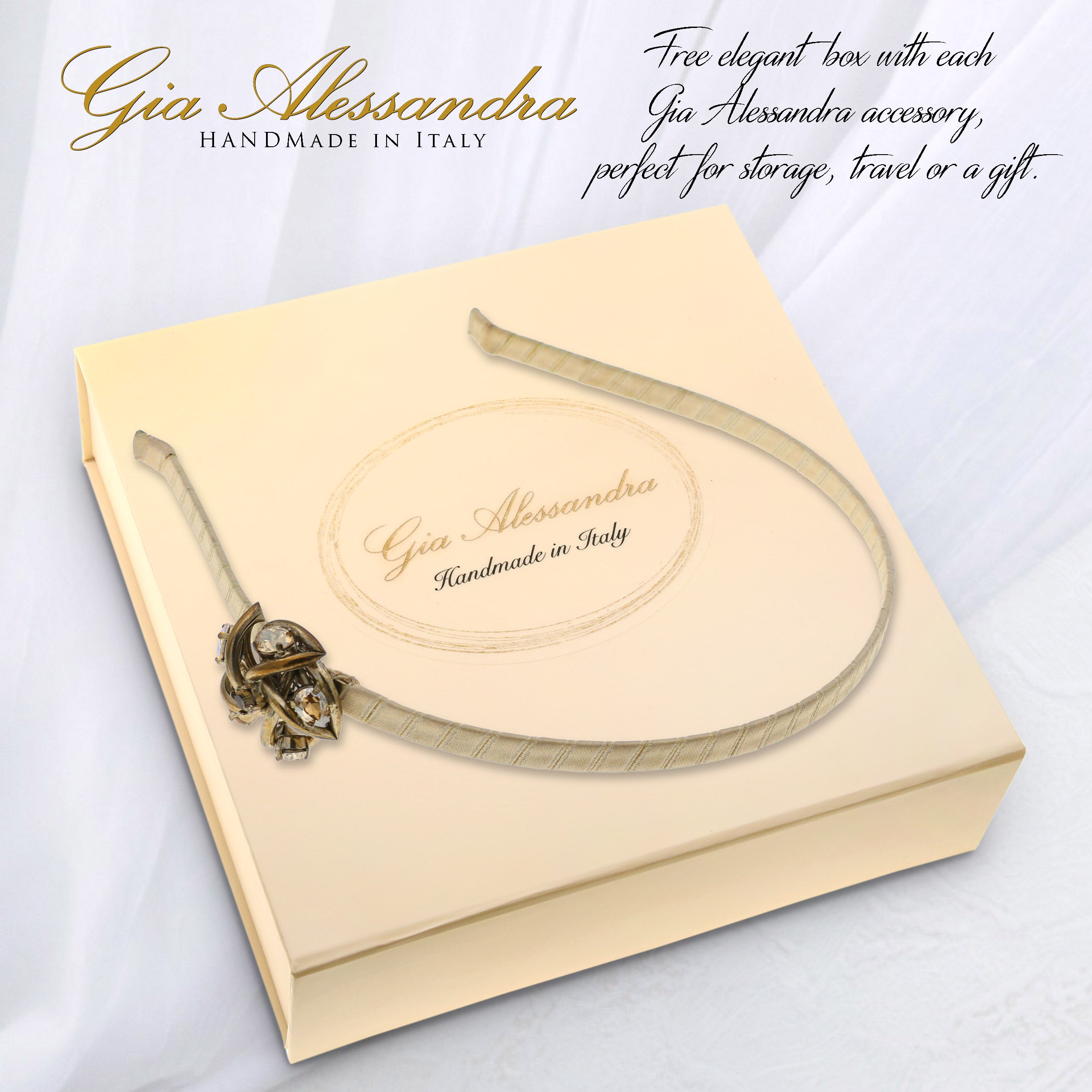 Beige Brass Star Metal Headband with Swarovski Crystals