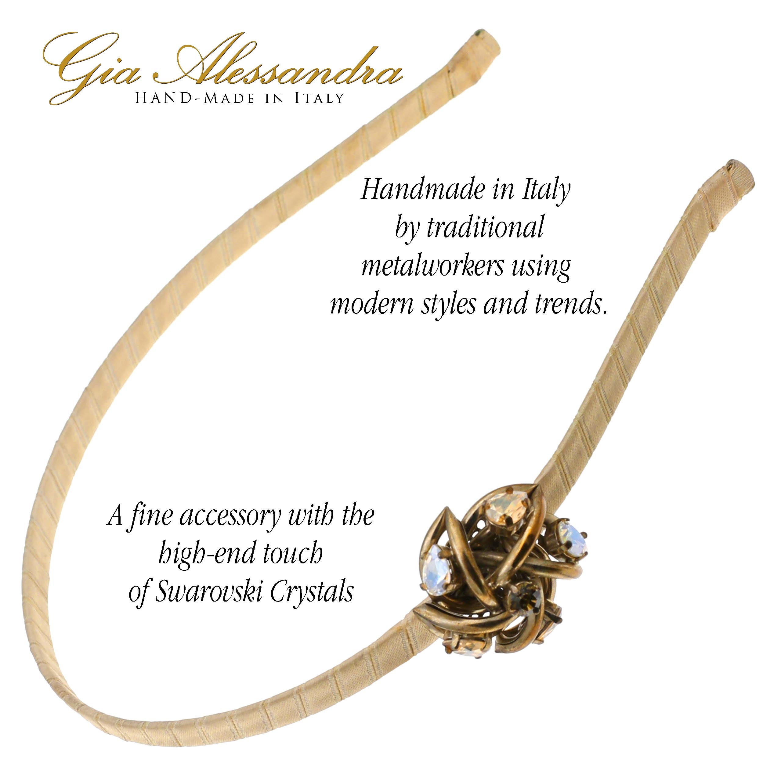 Beige Brass Star Metal Headband with Swarovski Crystals