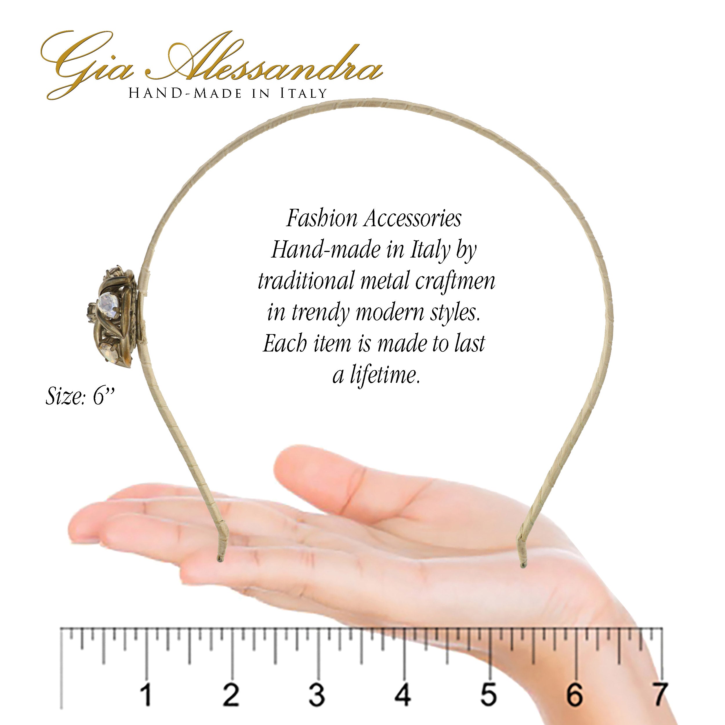 Beige Brass Star Metal Headband with Swarovski Crystals