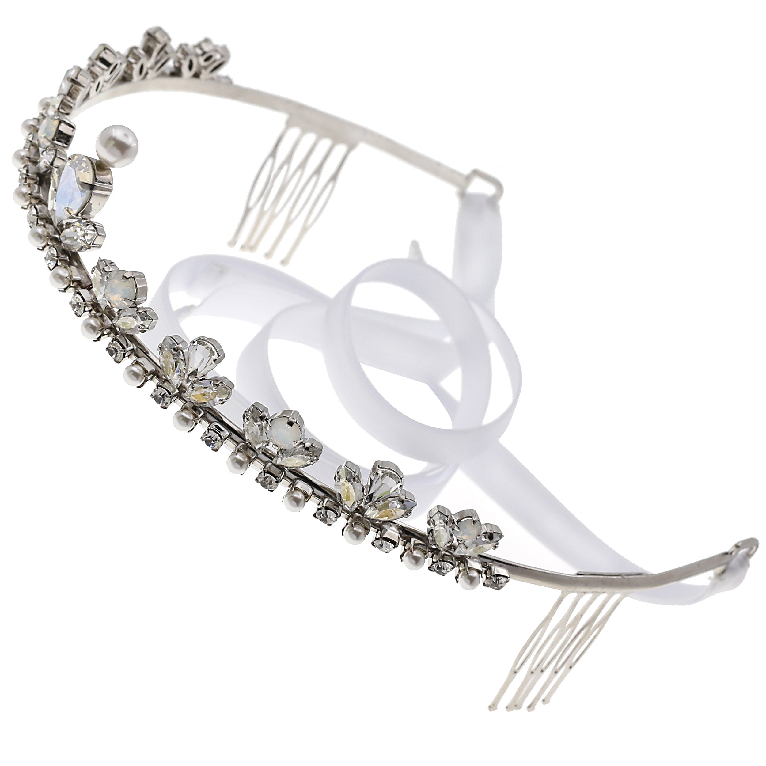 Gia Alessandra GA246 Wedding & Bridal Tiara Handmade in Italy with Swarovsky Crystals & Pearls