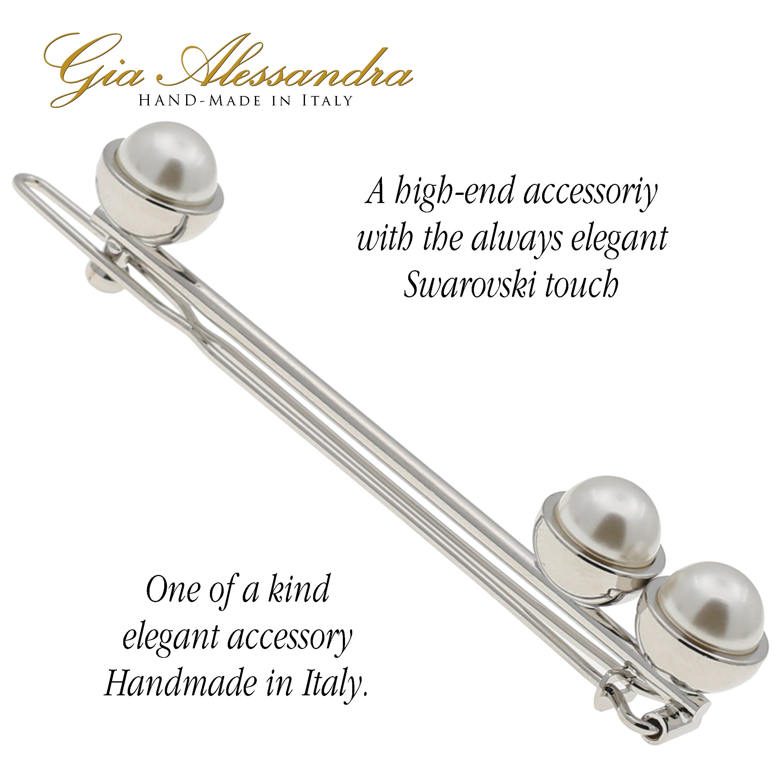 Gia Alessandra GA247 (2.75") White Medium Slide Clip Hair Barrette