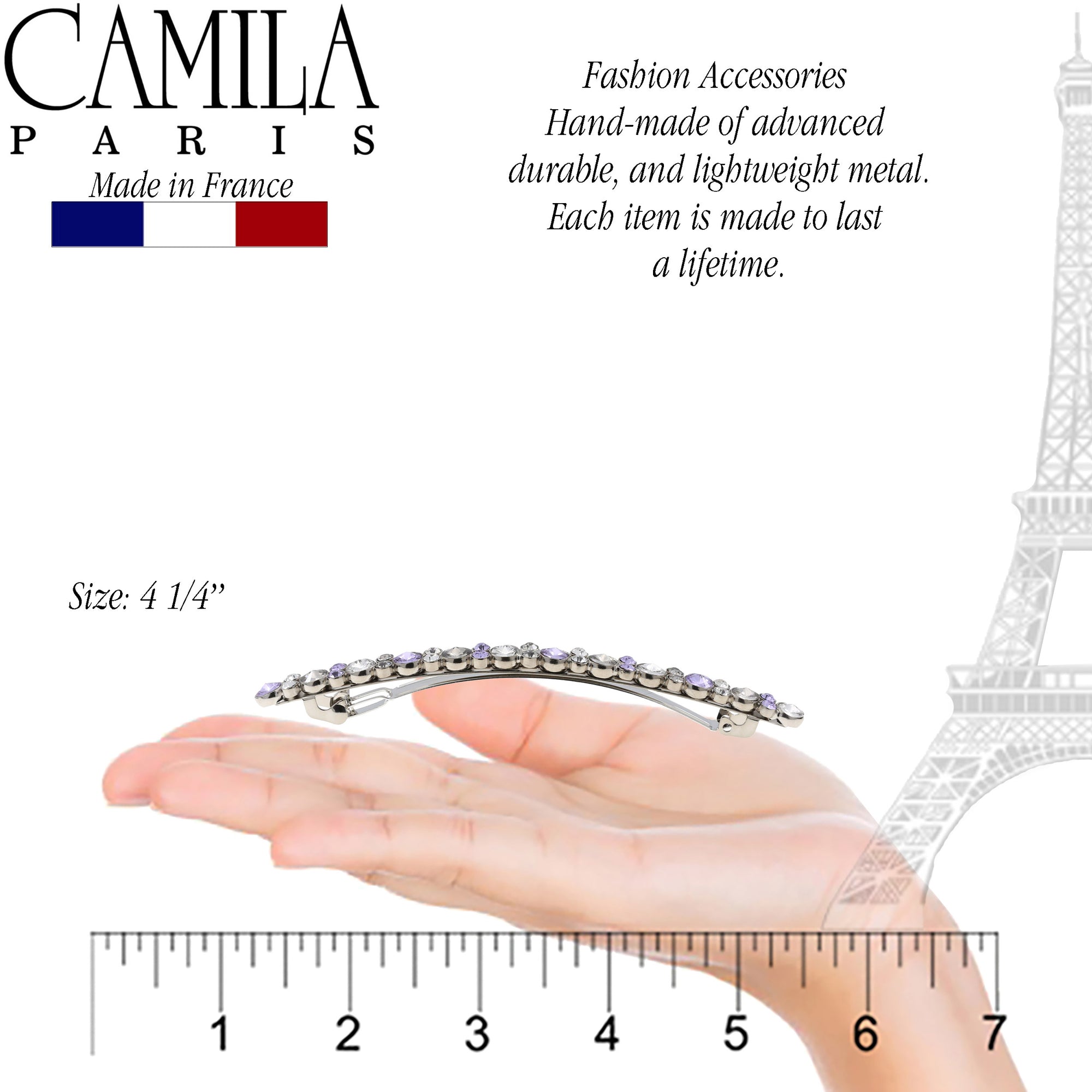 Camila Paris GA268 Skinny Handmade Medium Hair Slide Clip Barrette