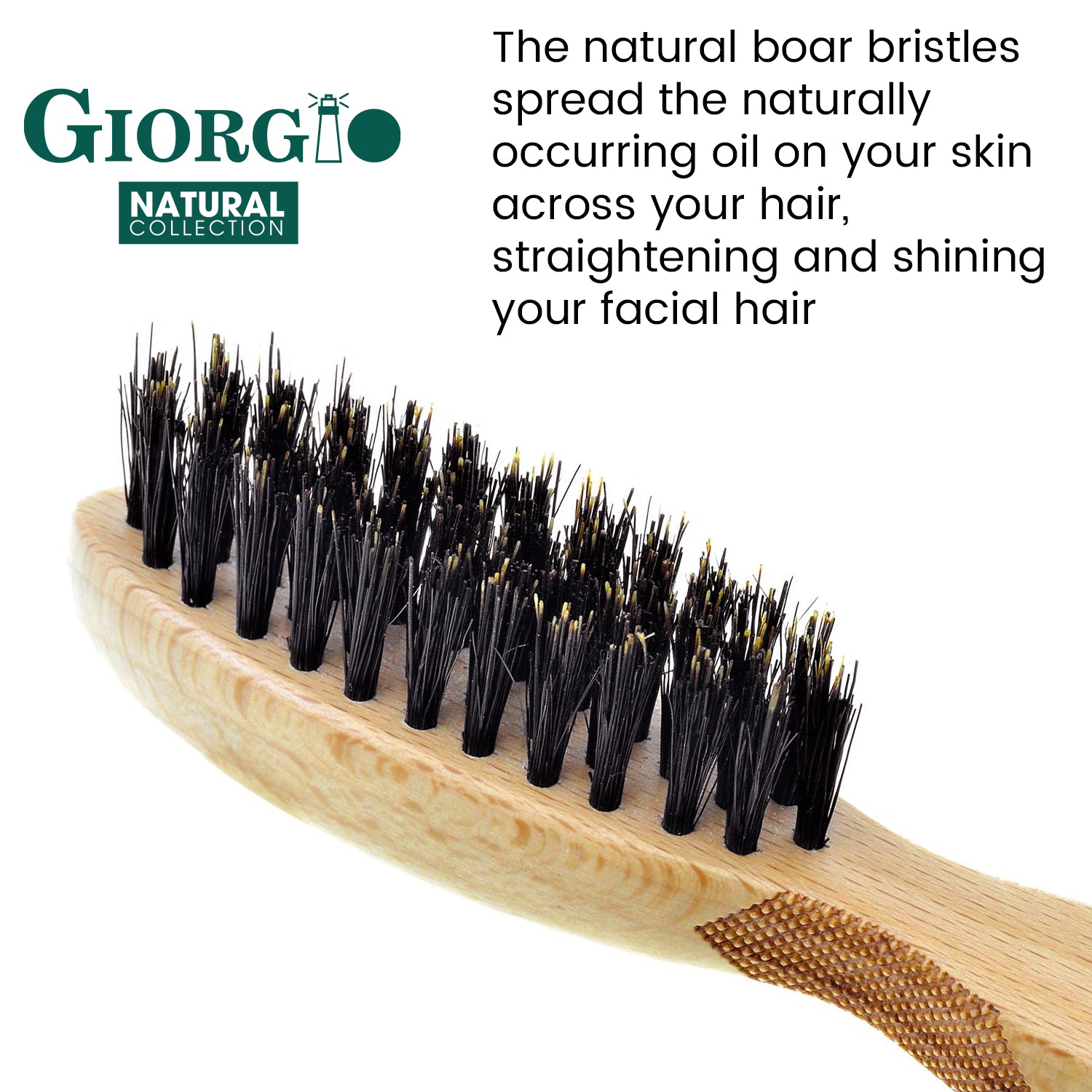 Giorgio Men’s Beard & Mustache Brush 100% Natural Boar Bristle