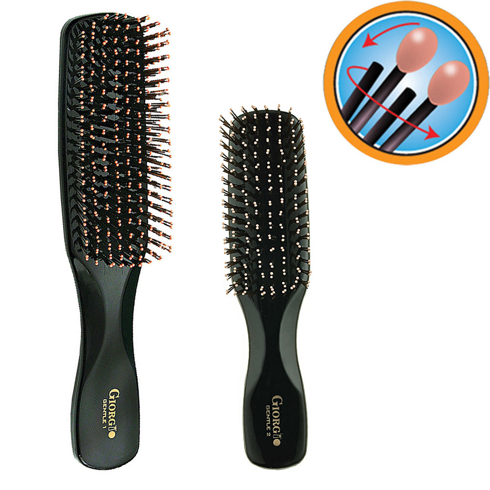 Giorgio GIO1-2BLK Black Set Gentle Sensitive Touch Detangle Hair Brush