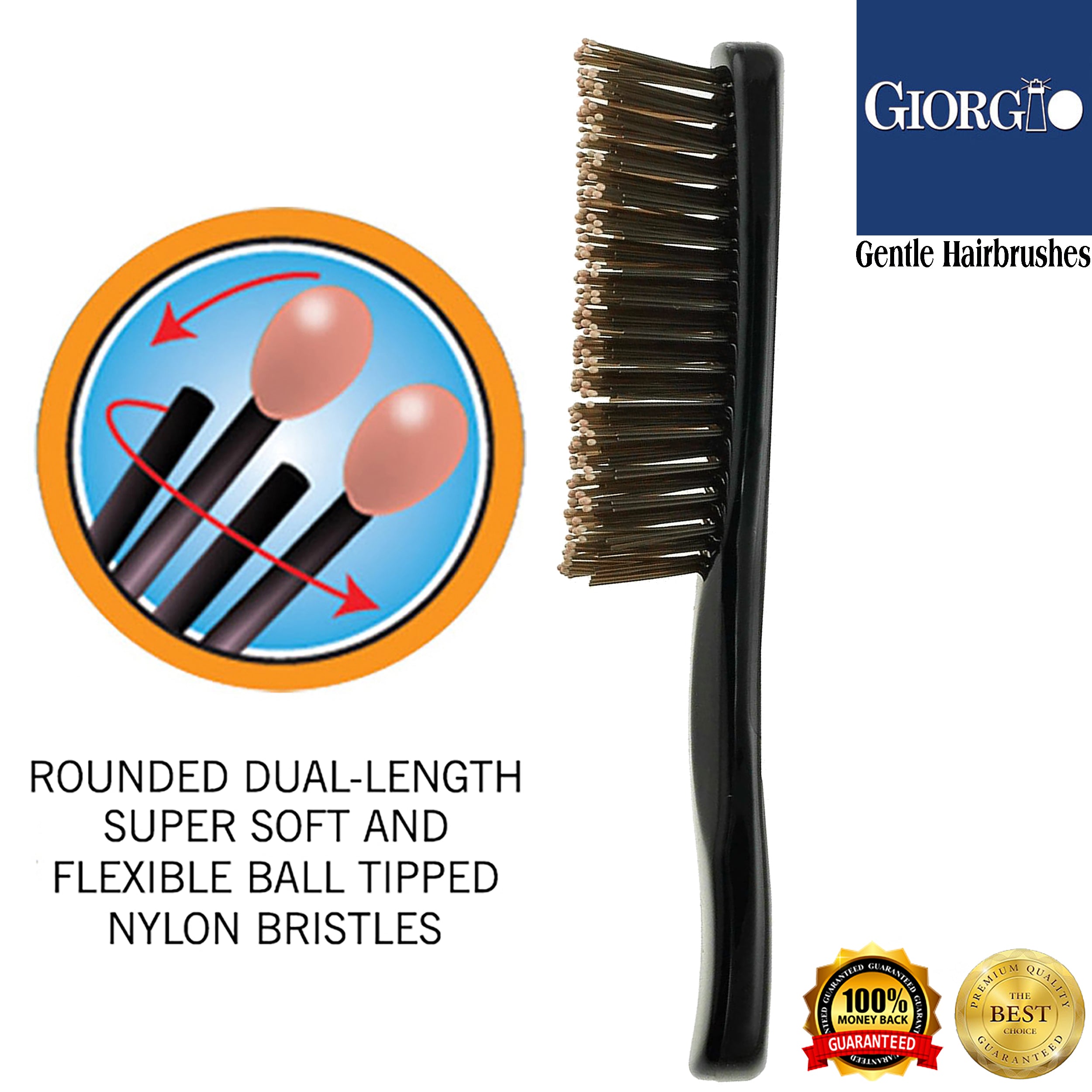 Giorgio Gentle Detangling Soft Scalp Sensitive Hair Brush
