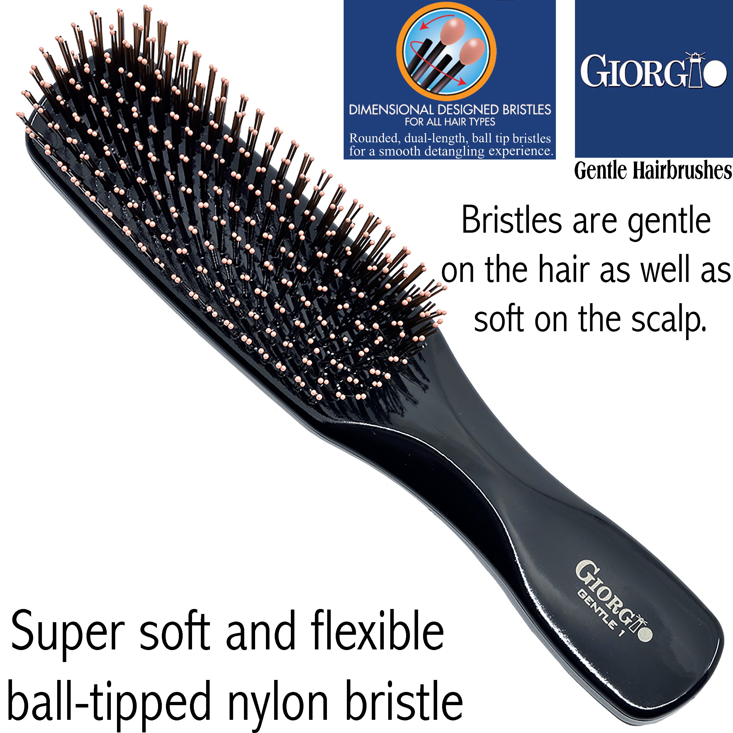 Giorgio Gentle Detangling Soft Scalp Sensitive Hair Brush