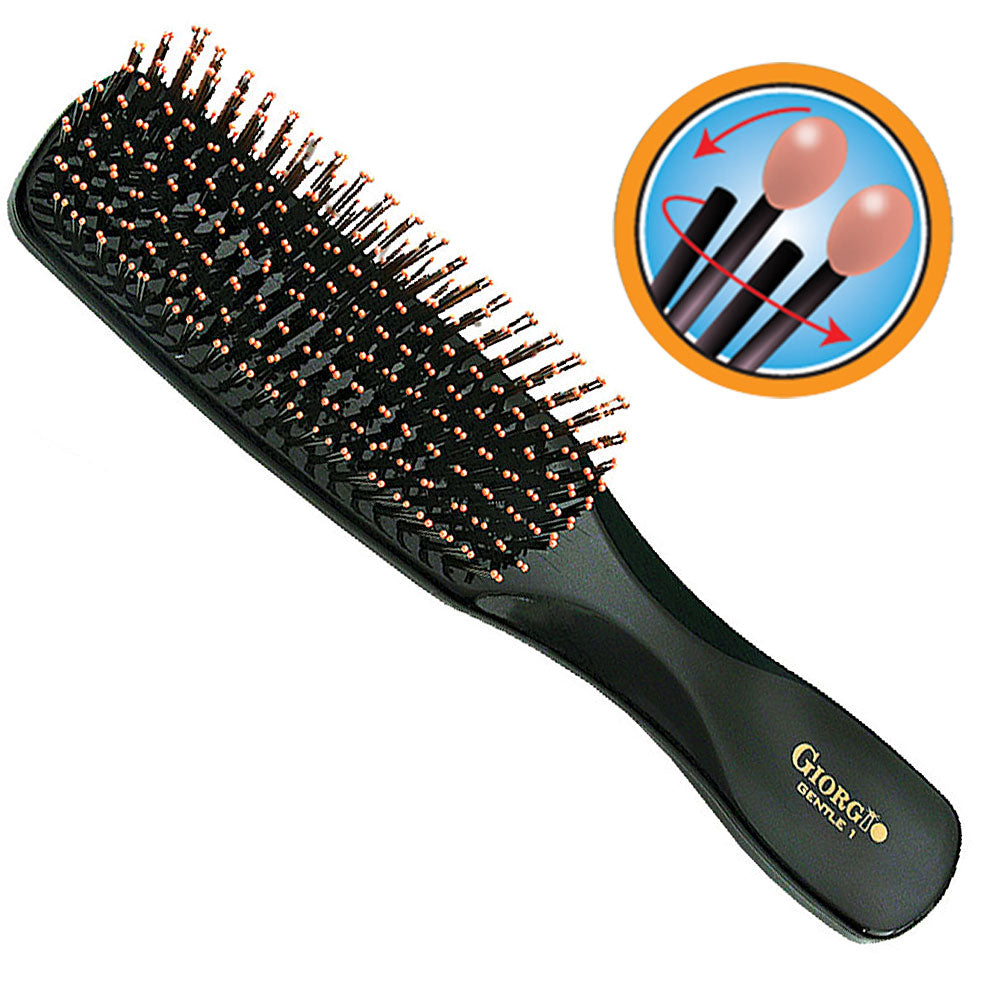 Giorgio GIO1-2BLK Black Set Gentle Sensitive Touch Detangle Hair Brush