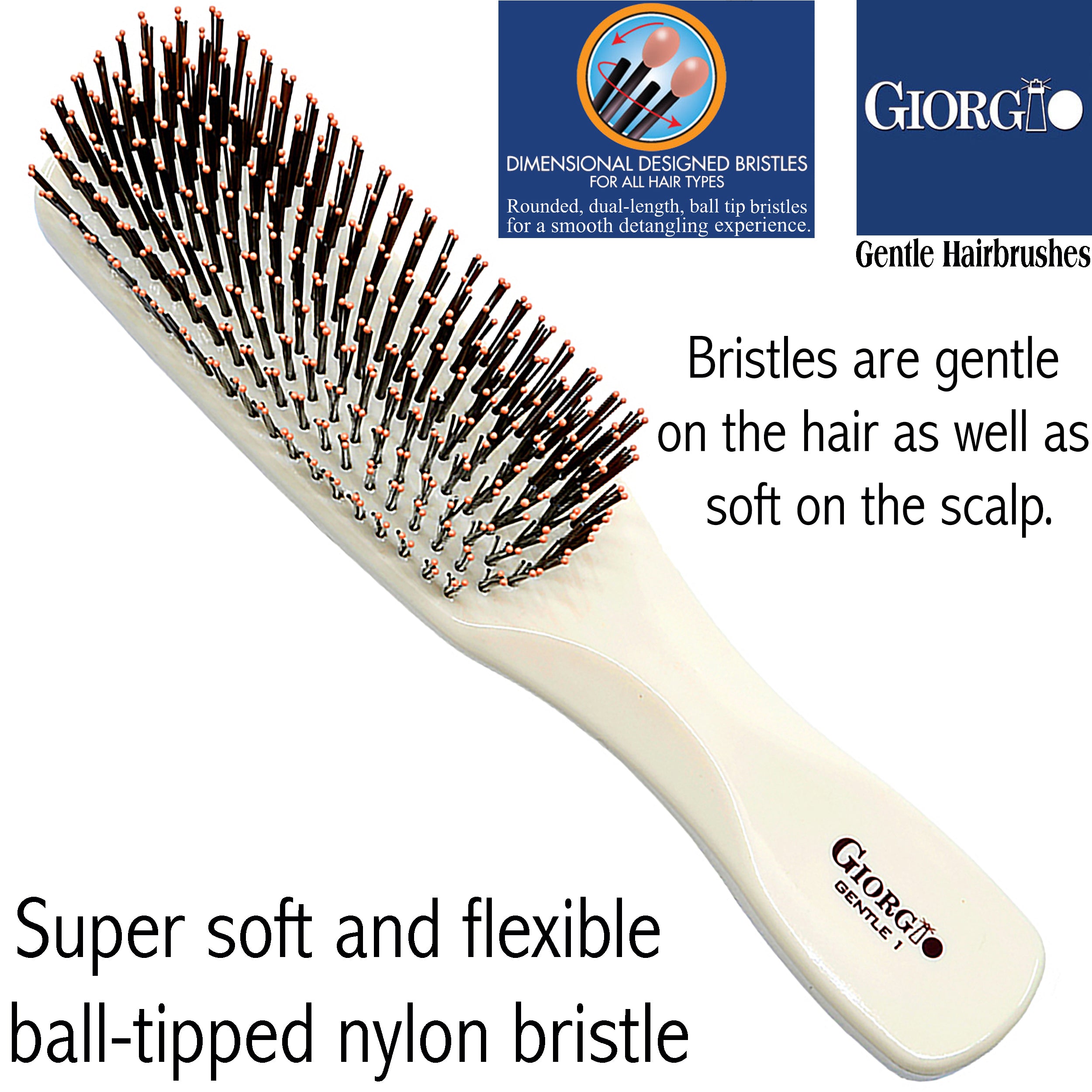 Giorgio Gentle Detangling Soft Scalp Sensitive Hair Brush