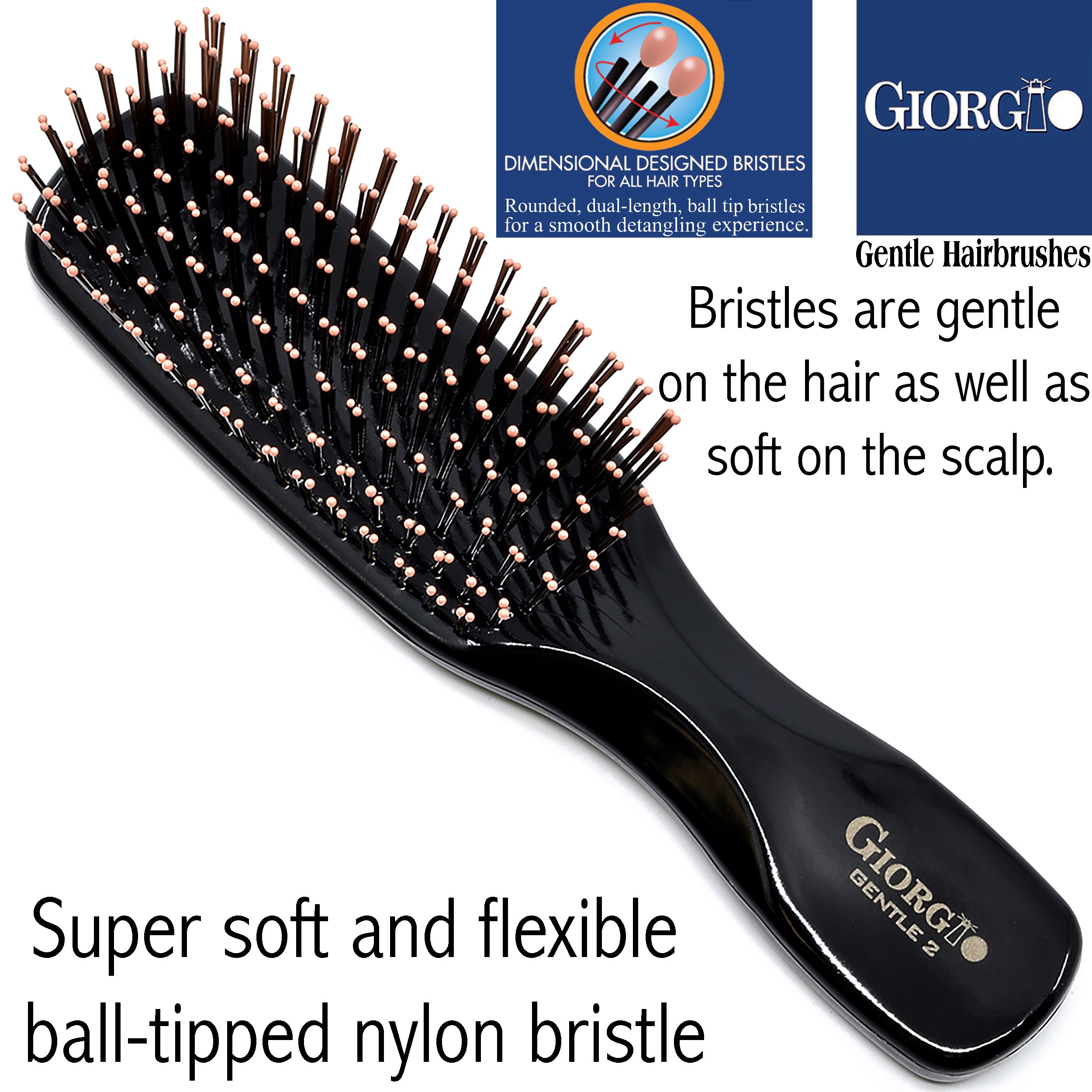 Giorgio Gentle Detangling Soft Scalp Sensitive Hair Brush