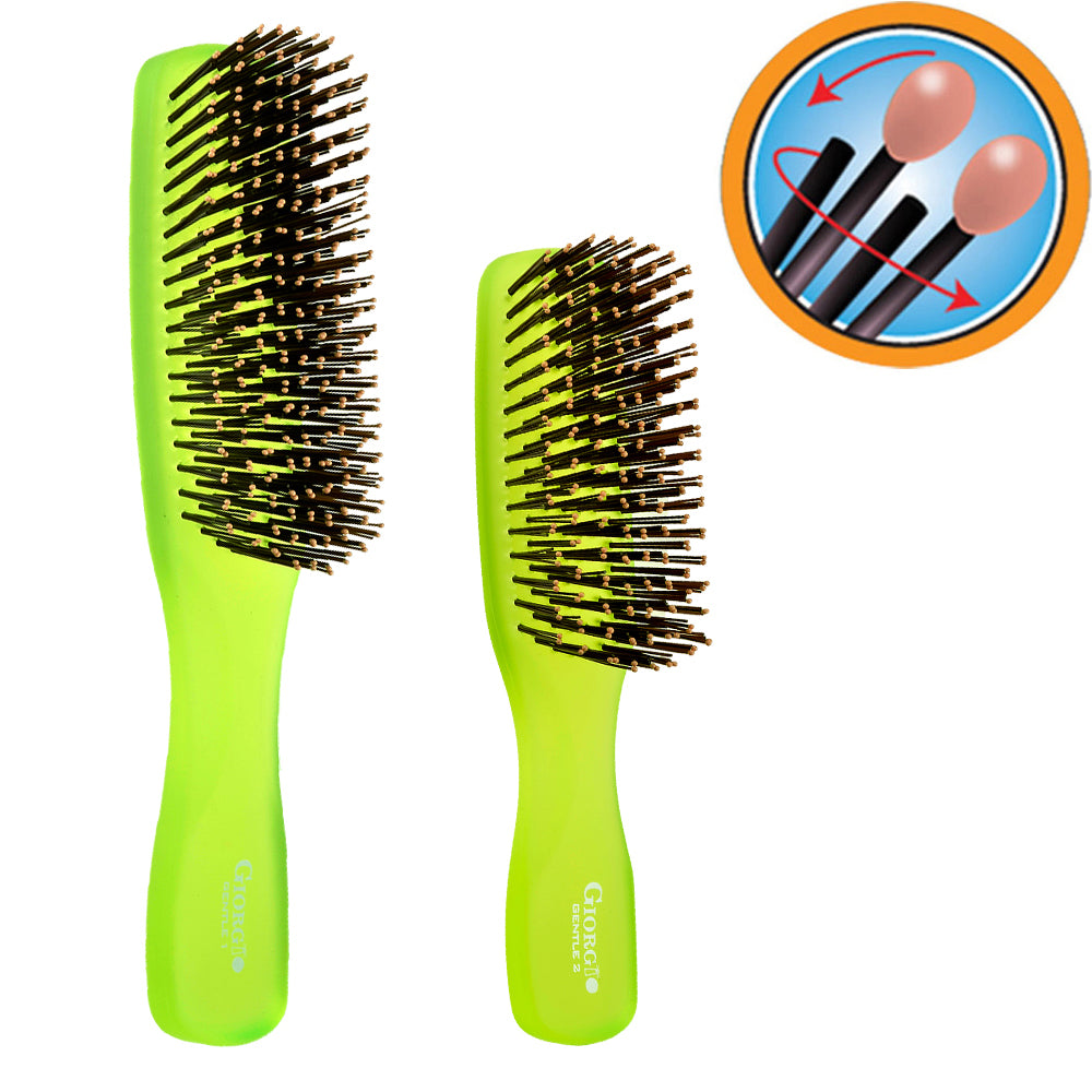 Gentle Neon Nylon Bristle Scalp Sensitive Hair Brush Set