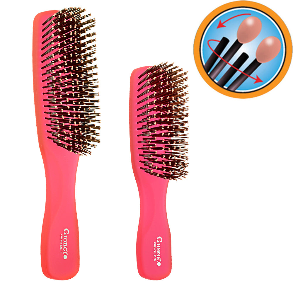 Gentle Neon Nylon Bristle Scalp Sensitive Hair Brush Set
