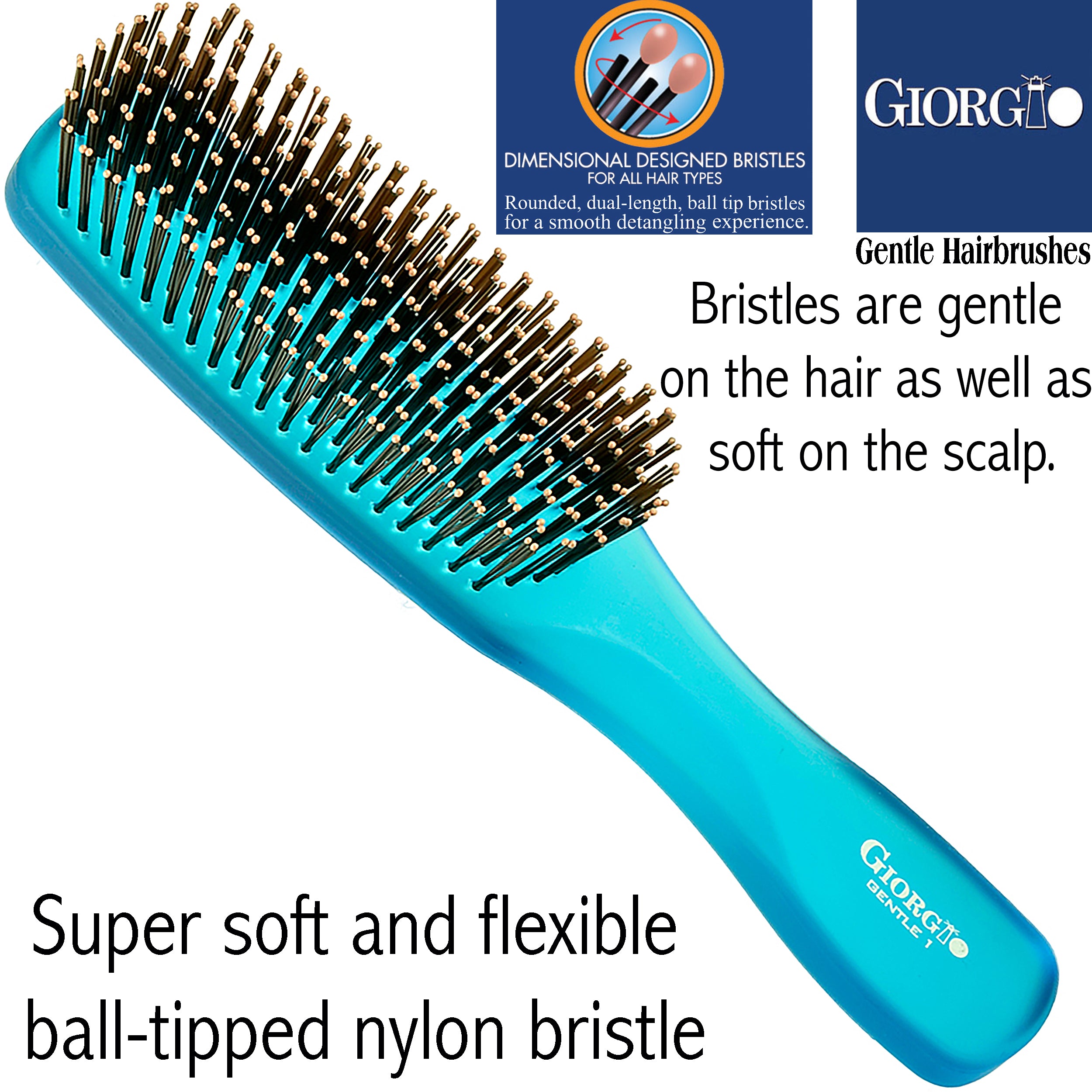 Giorgio Gentle Neon Detangling Soft Scalp Sensitive Hair Brush