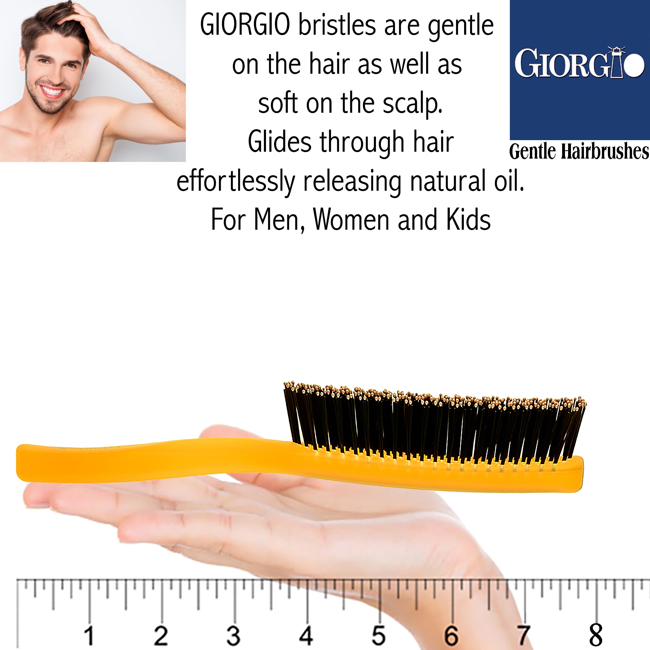 Giorgio Gentle Neon Detangling Soft Scalp Sensitive Hair Brush