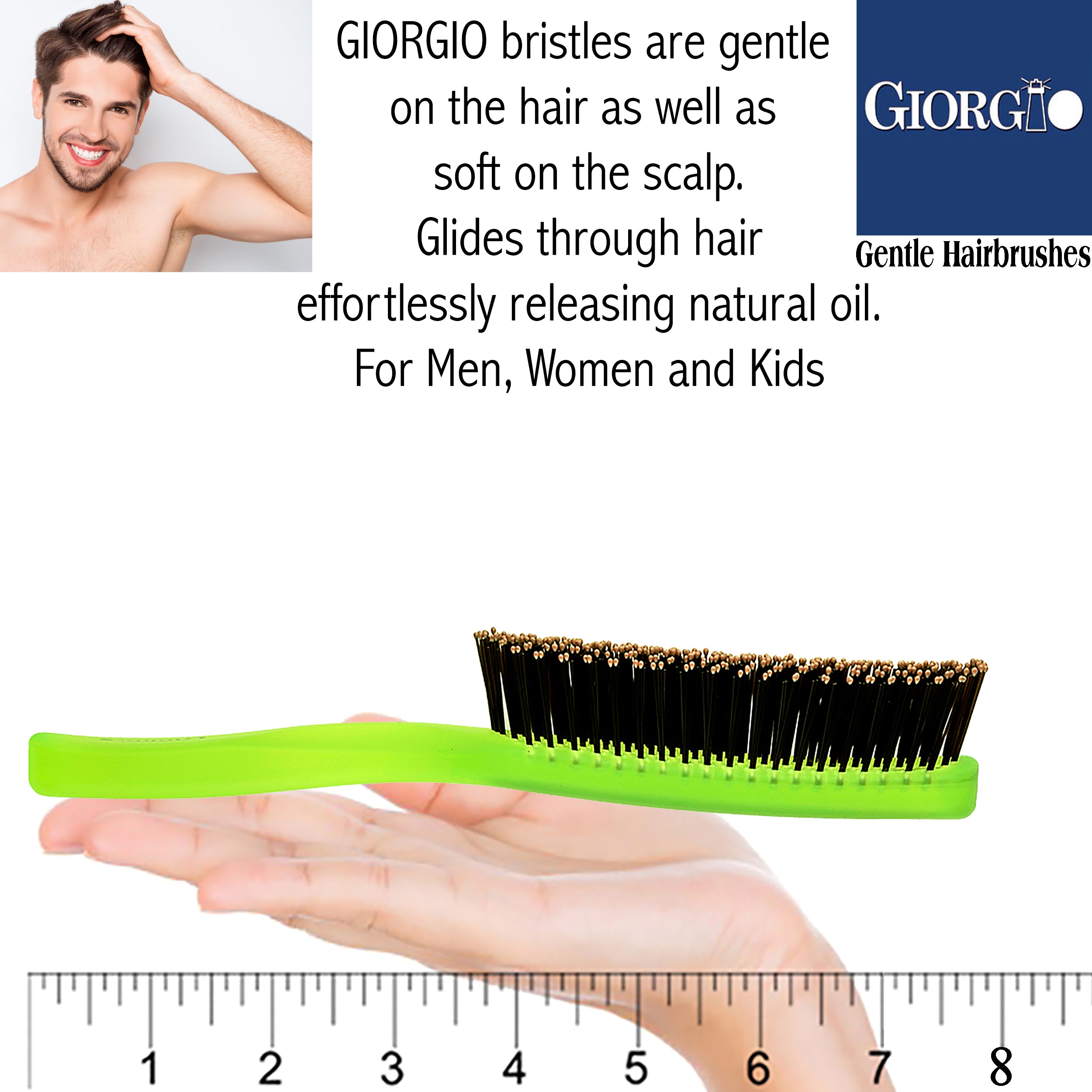 Giorgio Gentle Neon Detangling Soft Scalp Sensitive Hair Brush