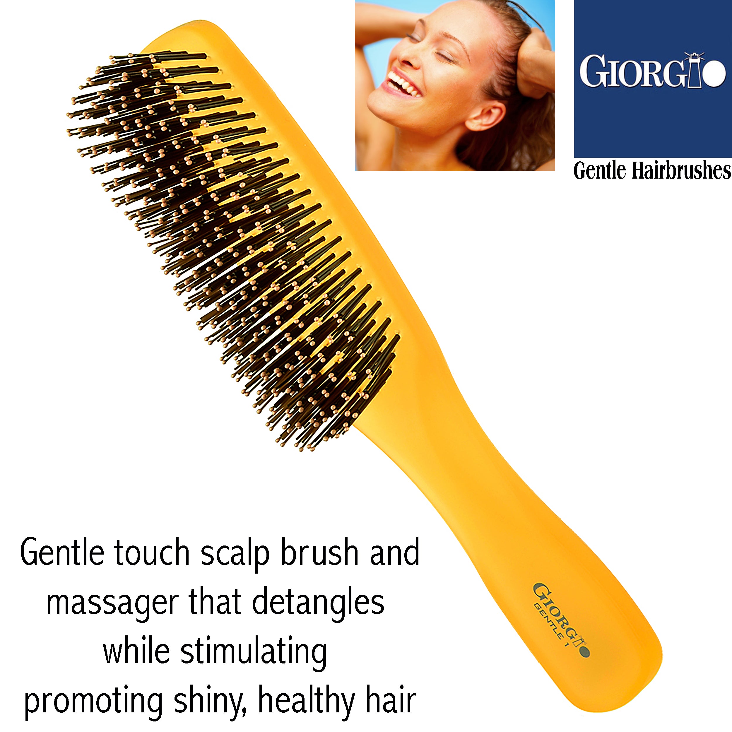 Giorgio Gentle Neon Detangling Soft Scalp Sensitive Hair Brush