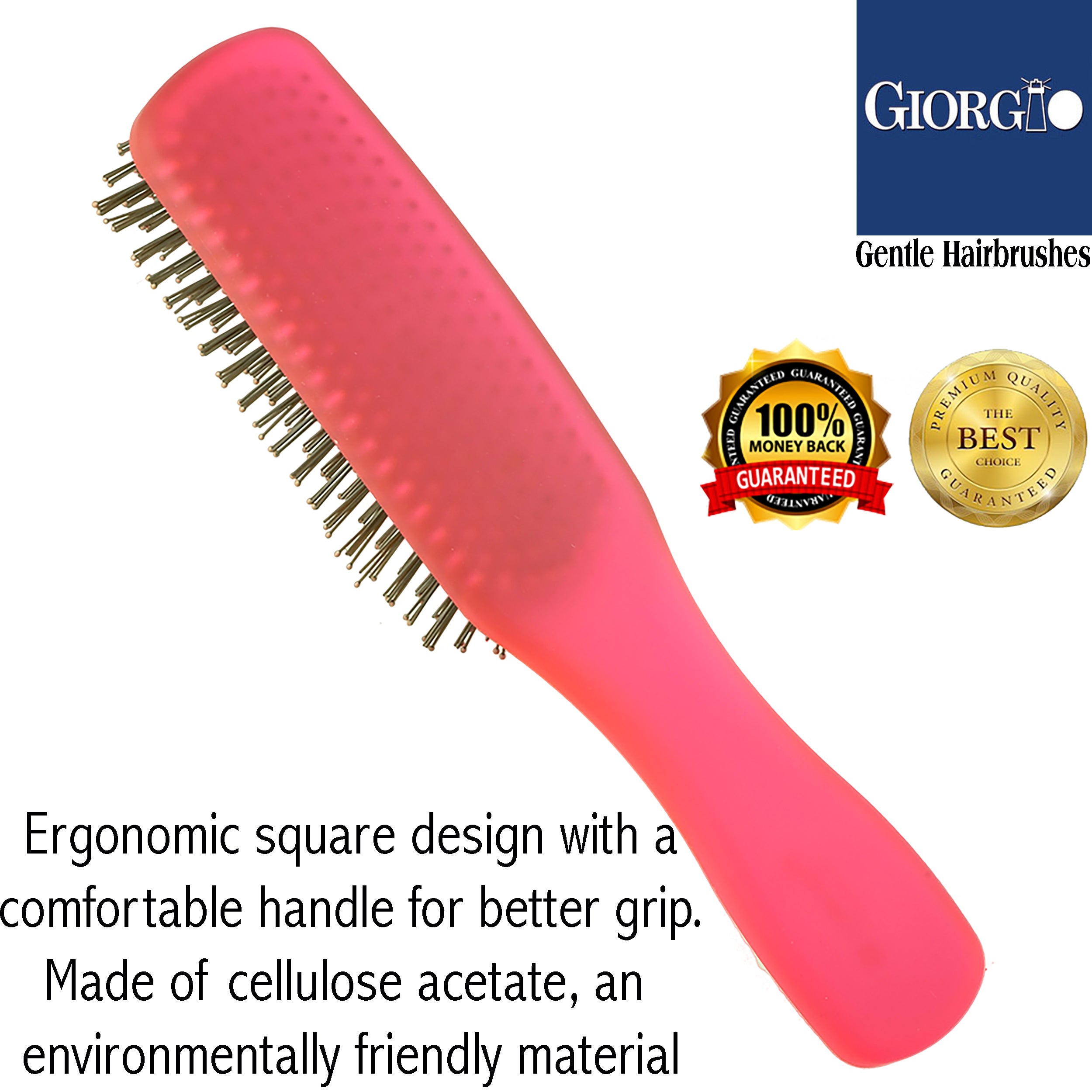 Giorgio Gentle Neon Detangling Soft Scalp Sensitive Hair Brush