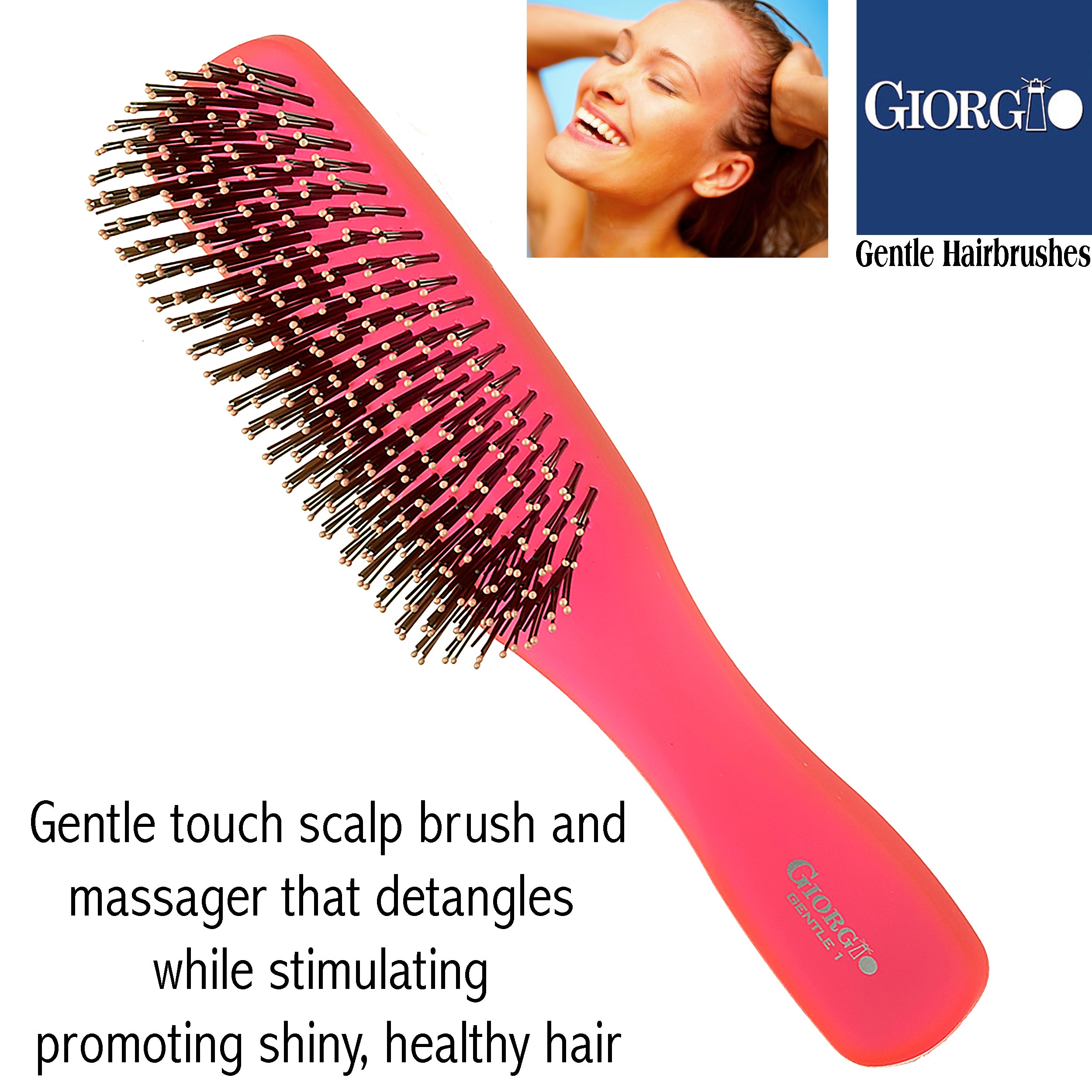 Giorgio Gentle Neon Detangling Soft Scalp Sensitive Hair Brush