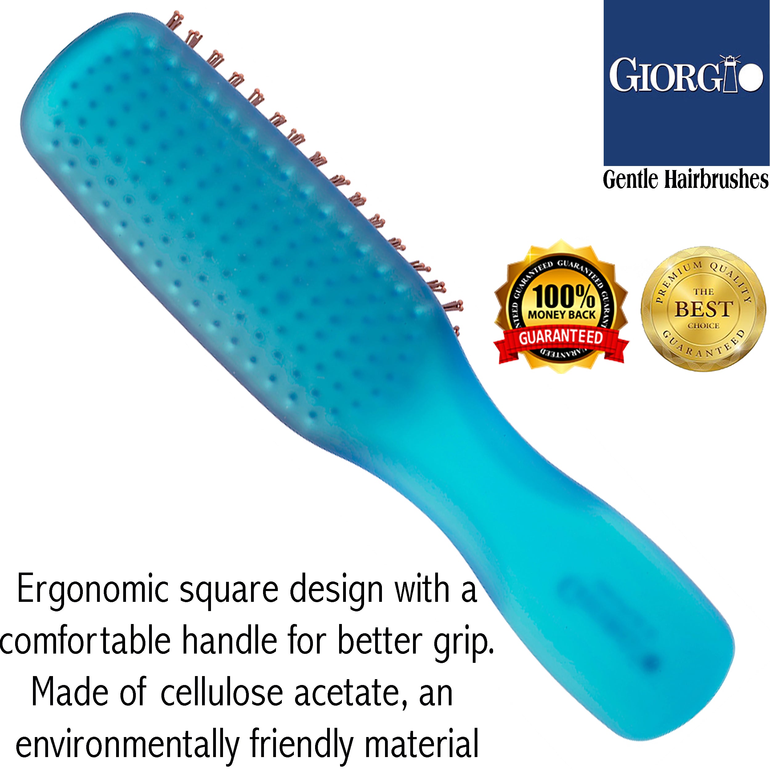 Giorgio Gentle Neon Detangle Soft Scalp Sensitive Hair Brush