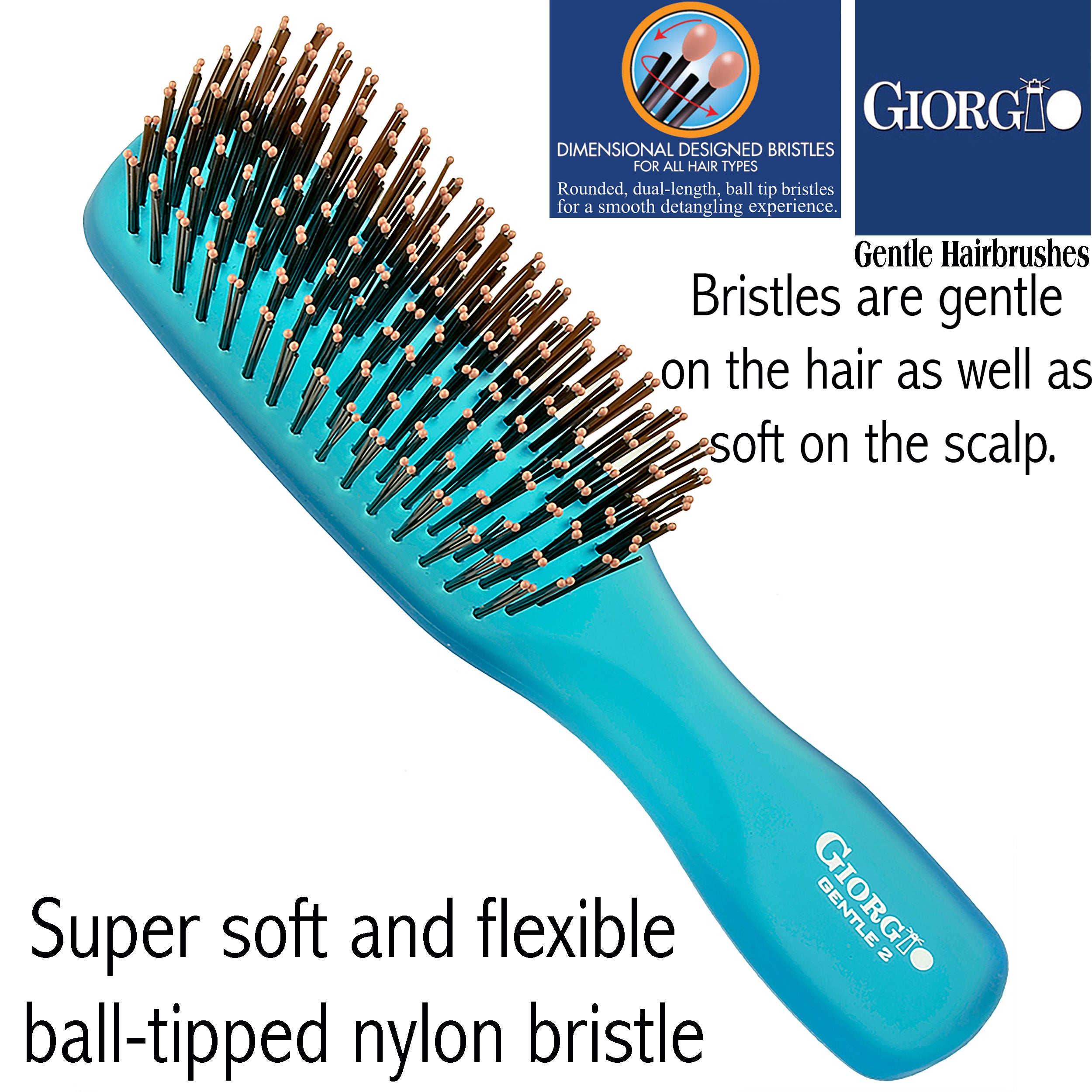Giorgio Gentle Neon Detangle Soft Scalp Sensitive Hair Brush