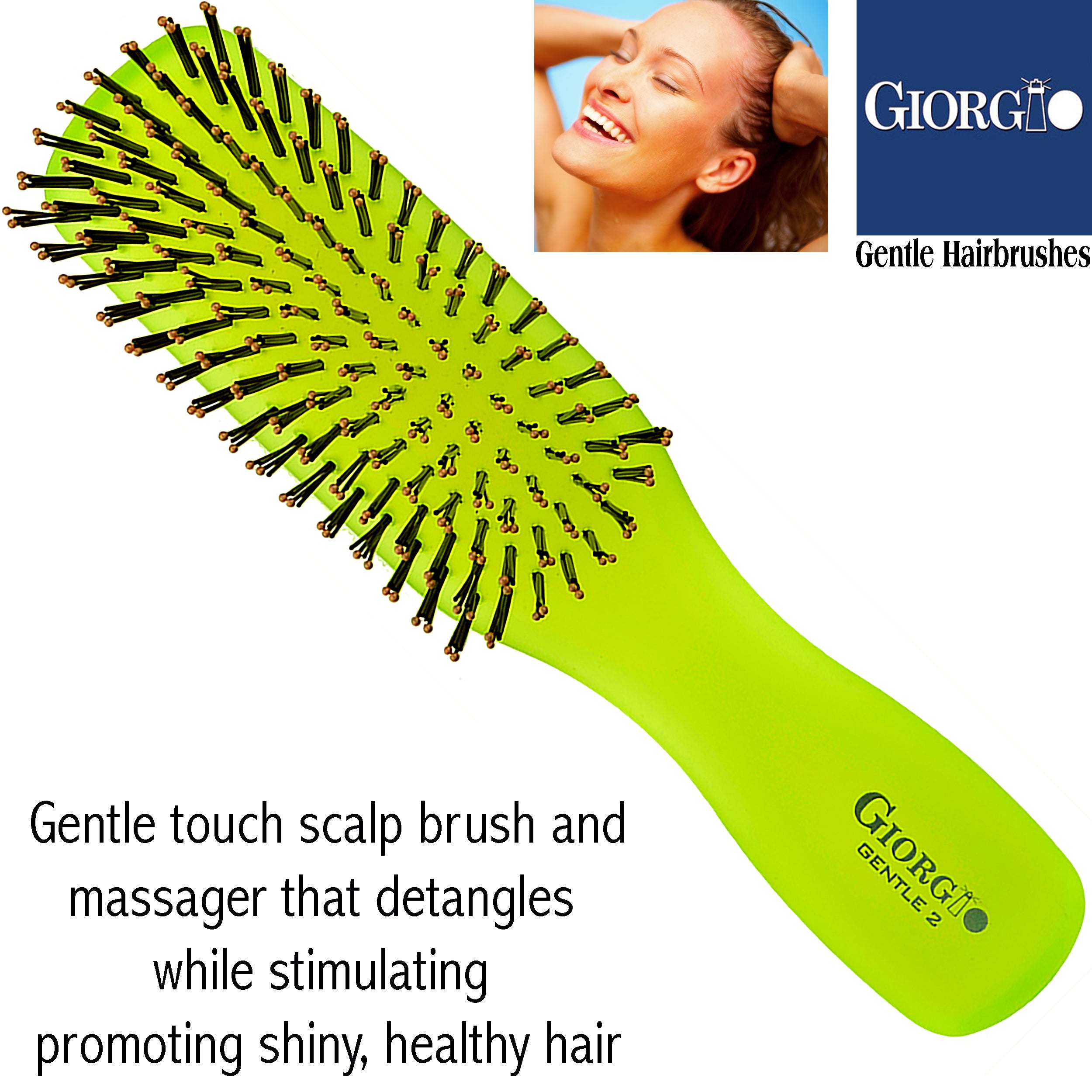 Giorgio Gentle Neon Detangle Soft Scalp Sensitive Hair Brush