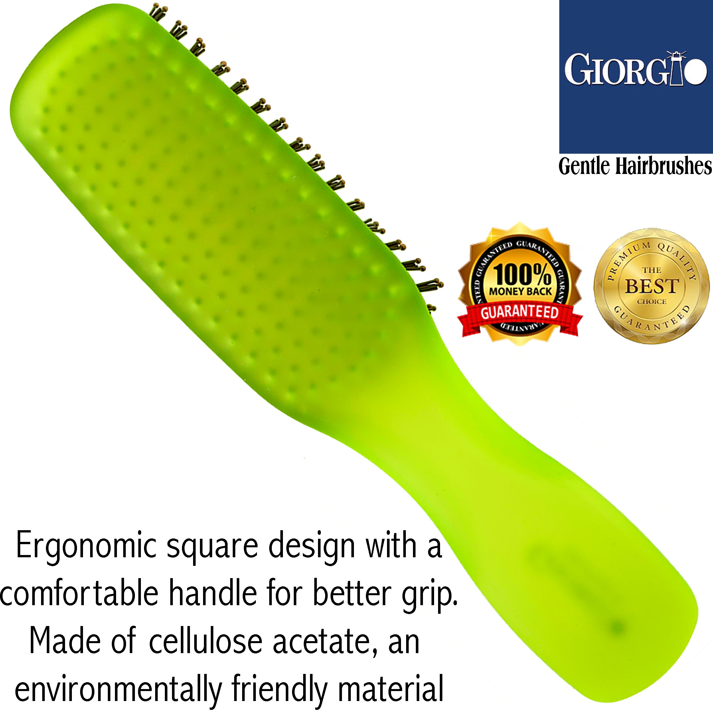 Giorgio Gentle Neon Detangle Soft Scalp Sensitive Hair Brush