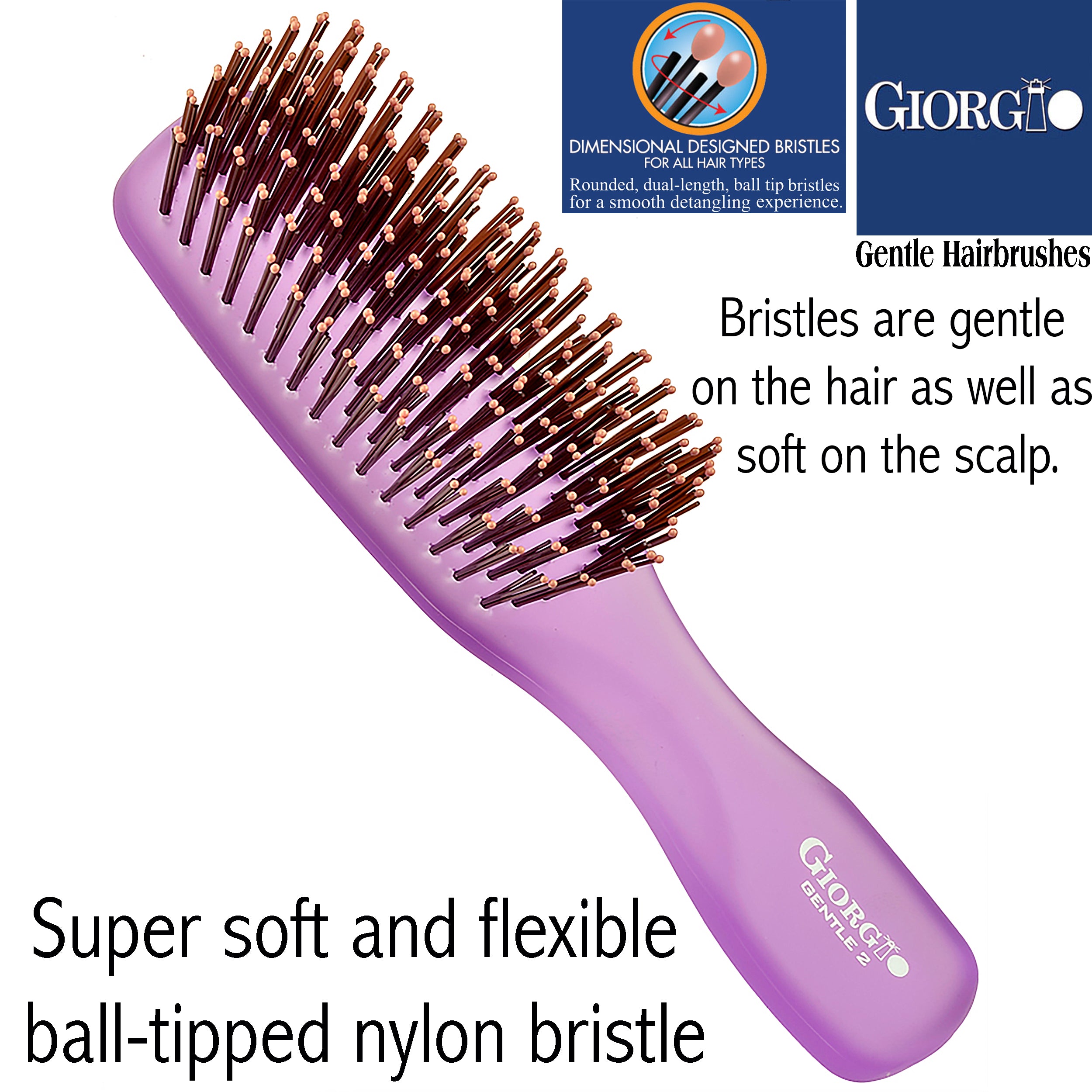Giorgio Gentle Neon Detangle Soft Scalp Sensitive Hair Brush