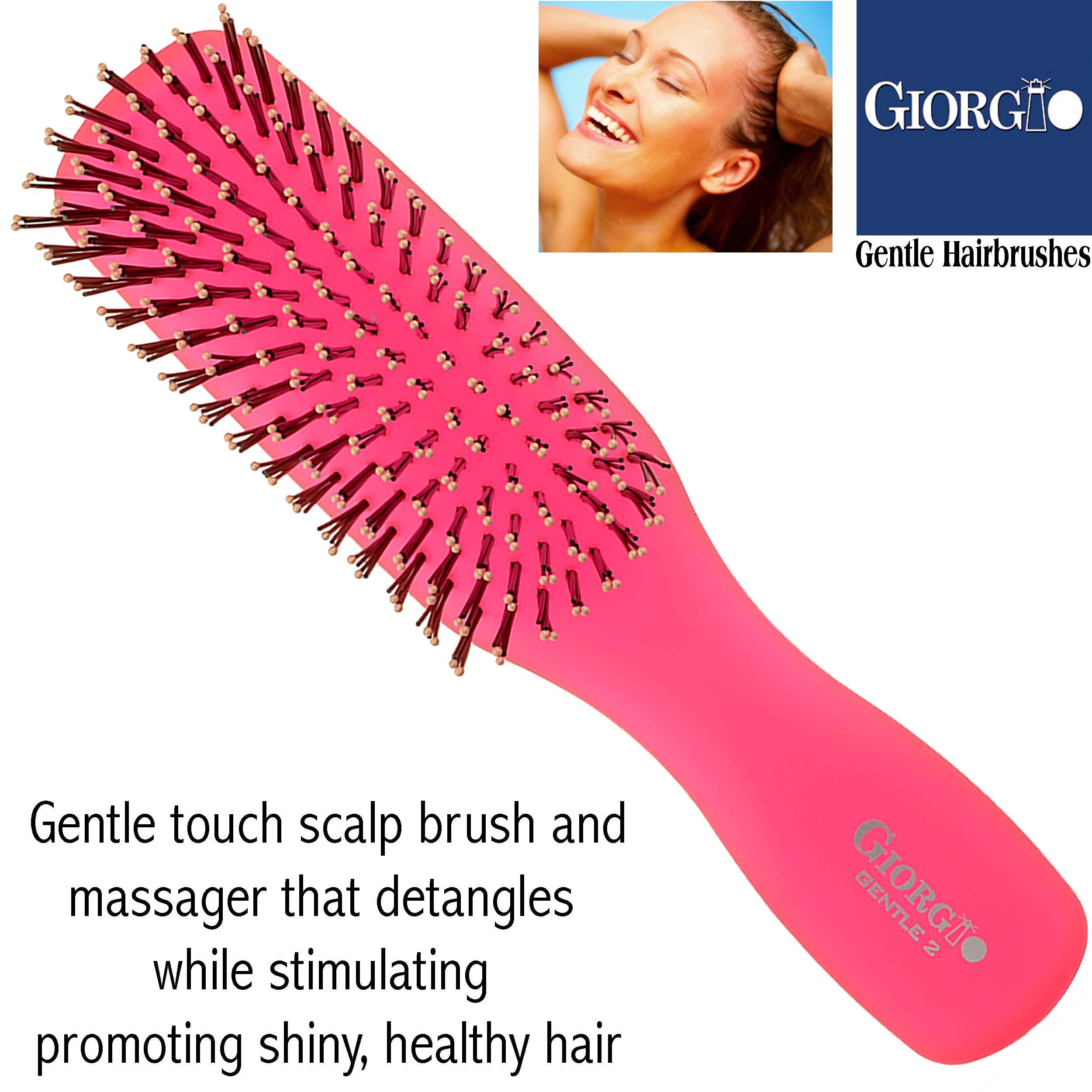 Giorgio Gentle Neon Detangle Soft Scalp Sensitive Hair Brush