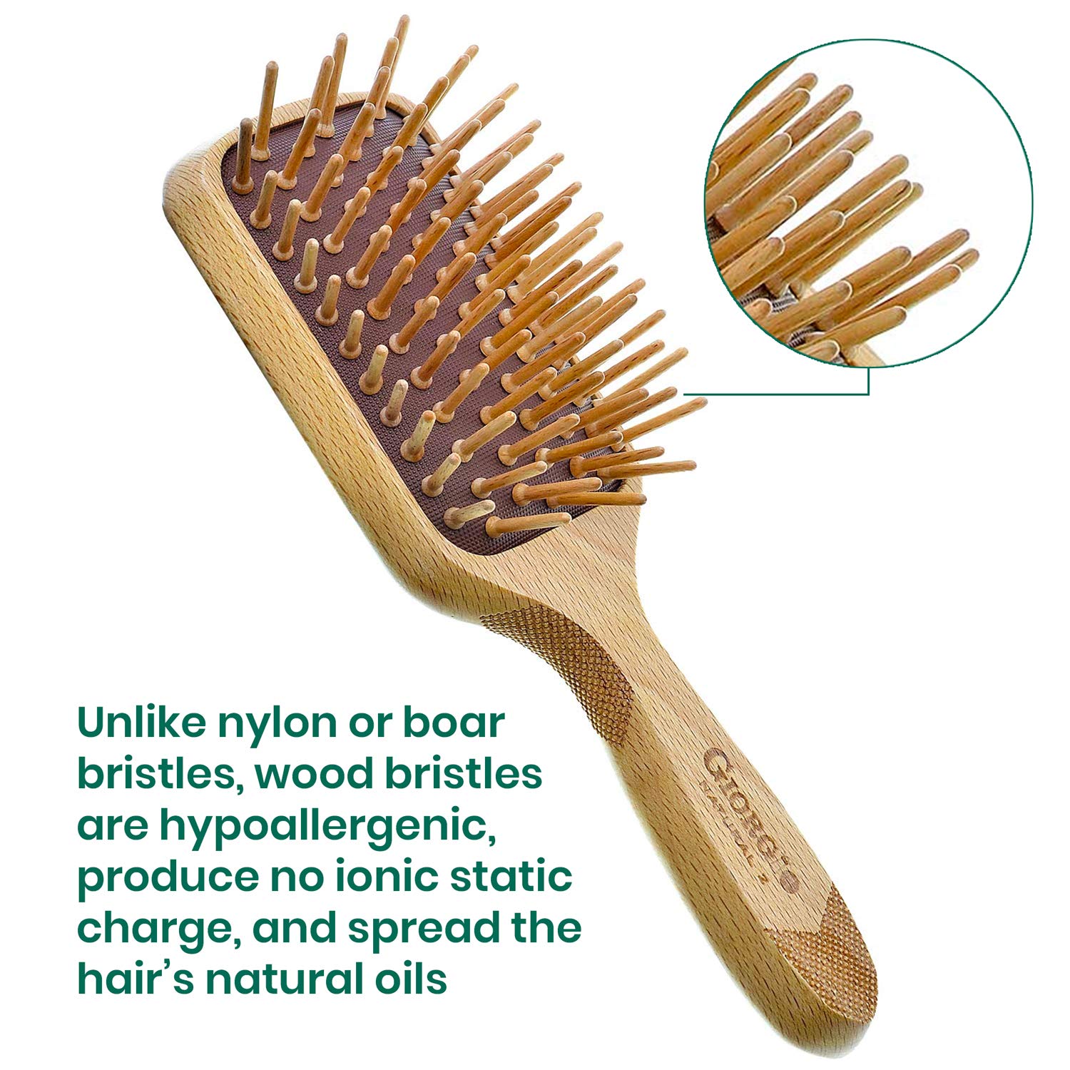 Naturals Wood Bristle Detangling Paddle Hair Brush