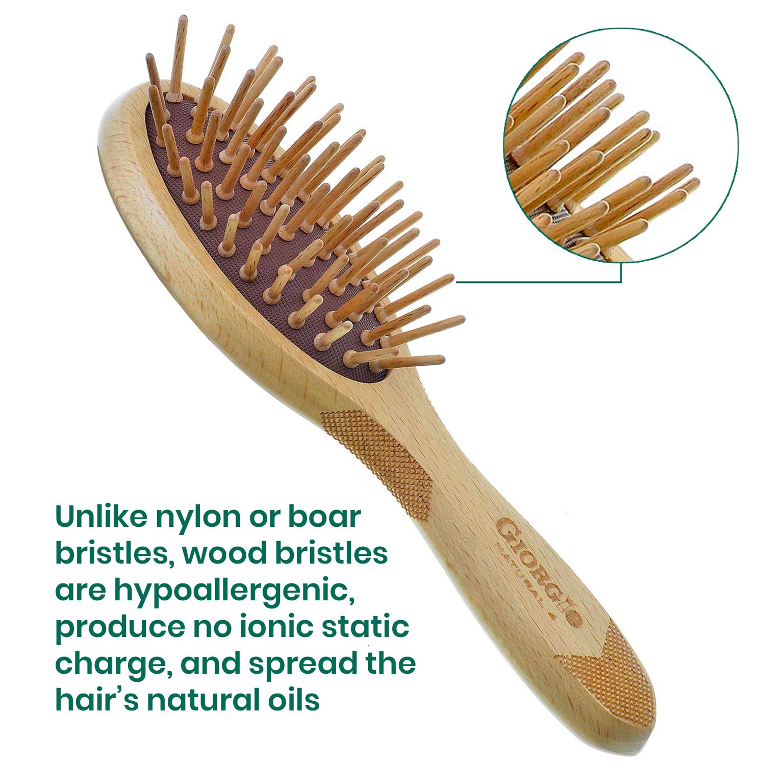 Naturals Wood Bristle Oval Detangling Hair Brush
