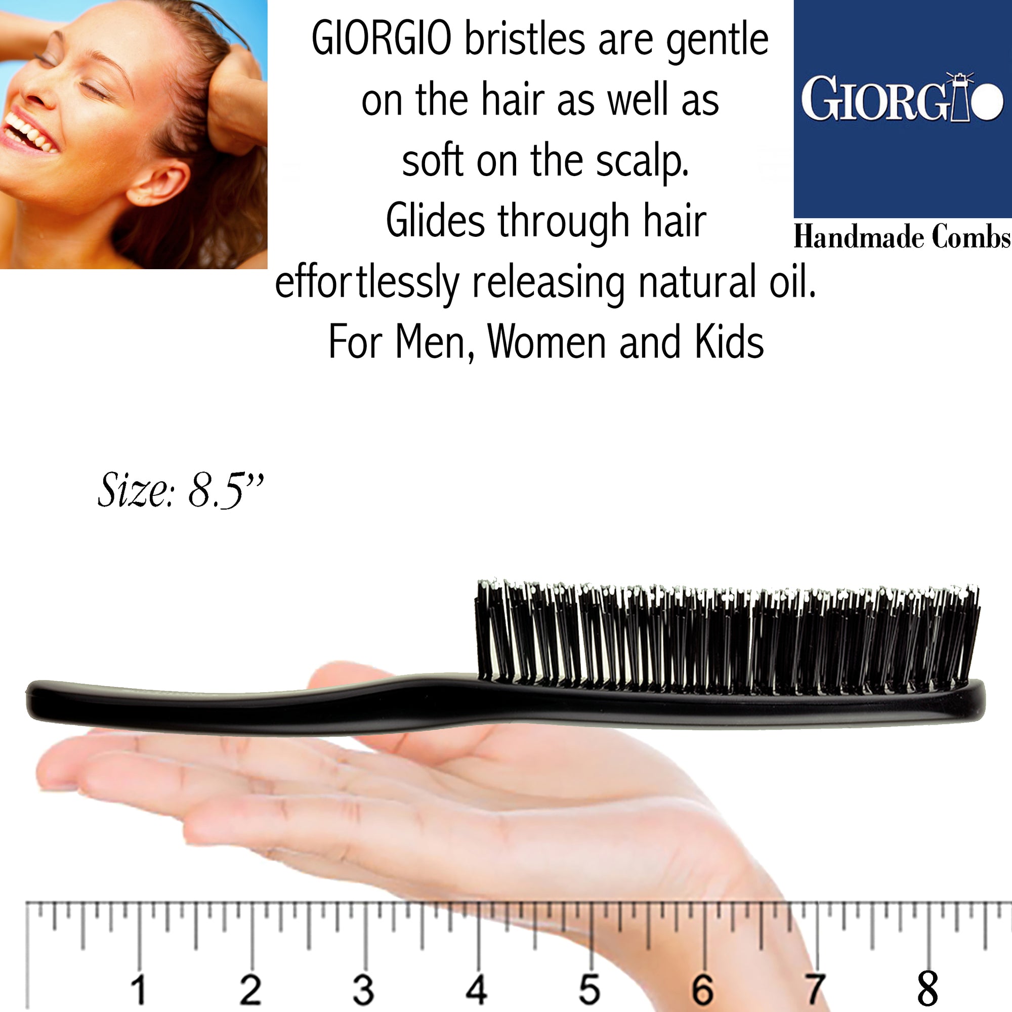 Giorgio Black Gentle Detangling Soft Scalp Sensitive Hair Brush