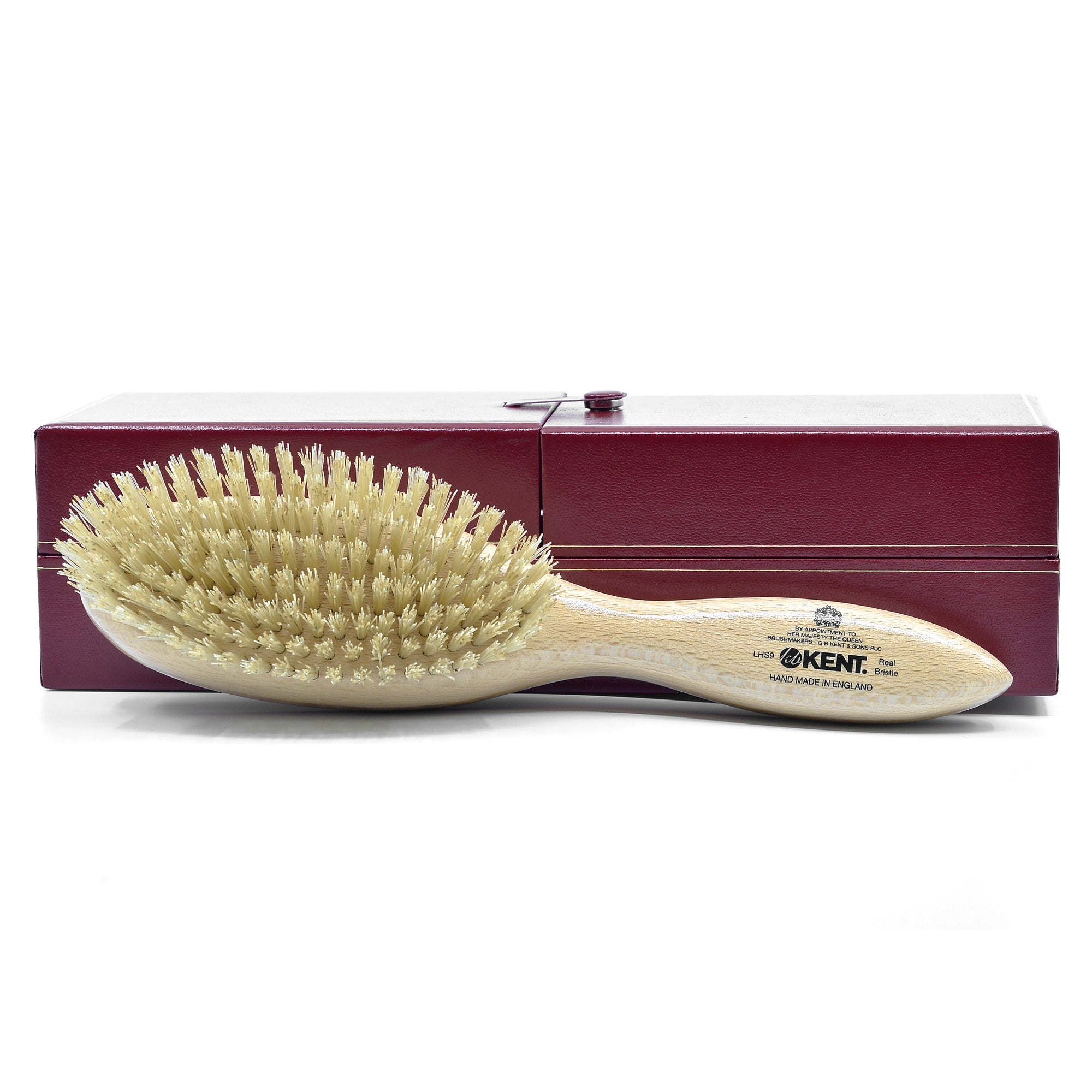 Kent LHS9 Satinwood White Wire-Laid Natural Boar Bristle Oval Hairbrush
