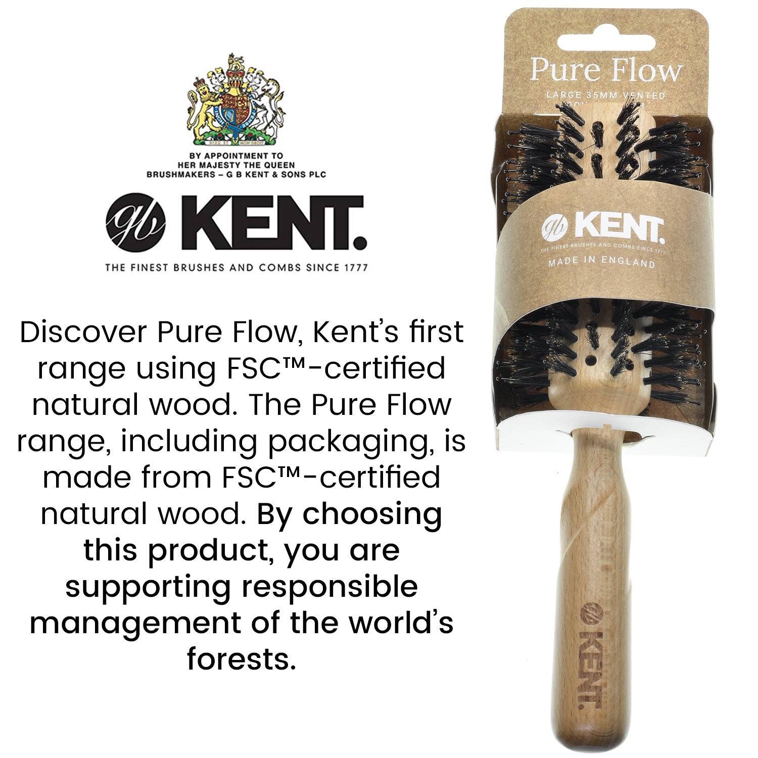 Kent LPF5 Pure Flow Large Vented Round Brush for Blow Drying