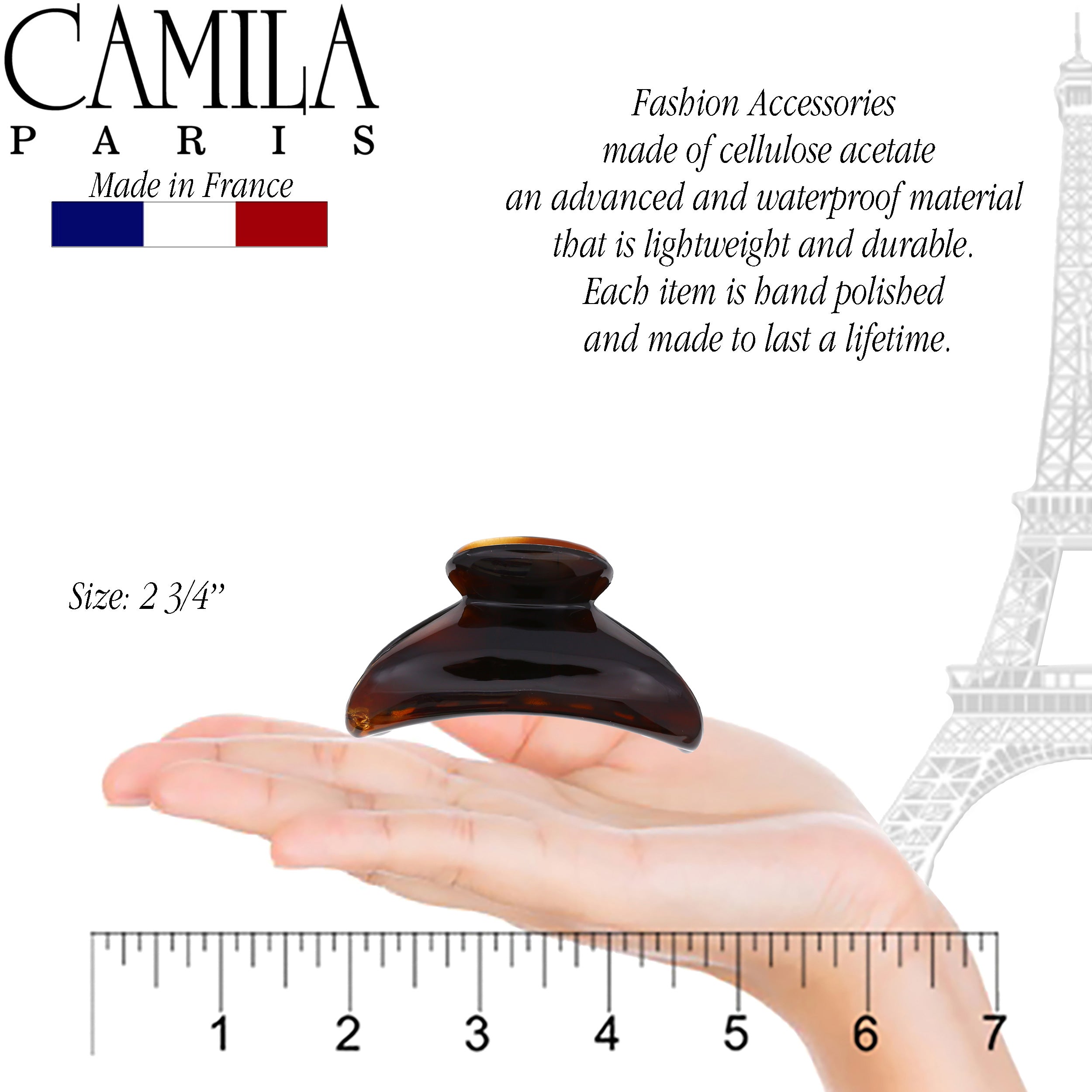 Camila Paris MP3 Volume Brown Women's French Hair Clip Claw No Spring