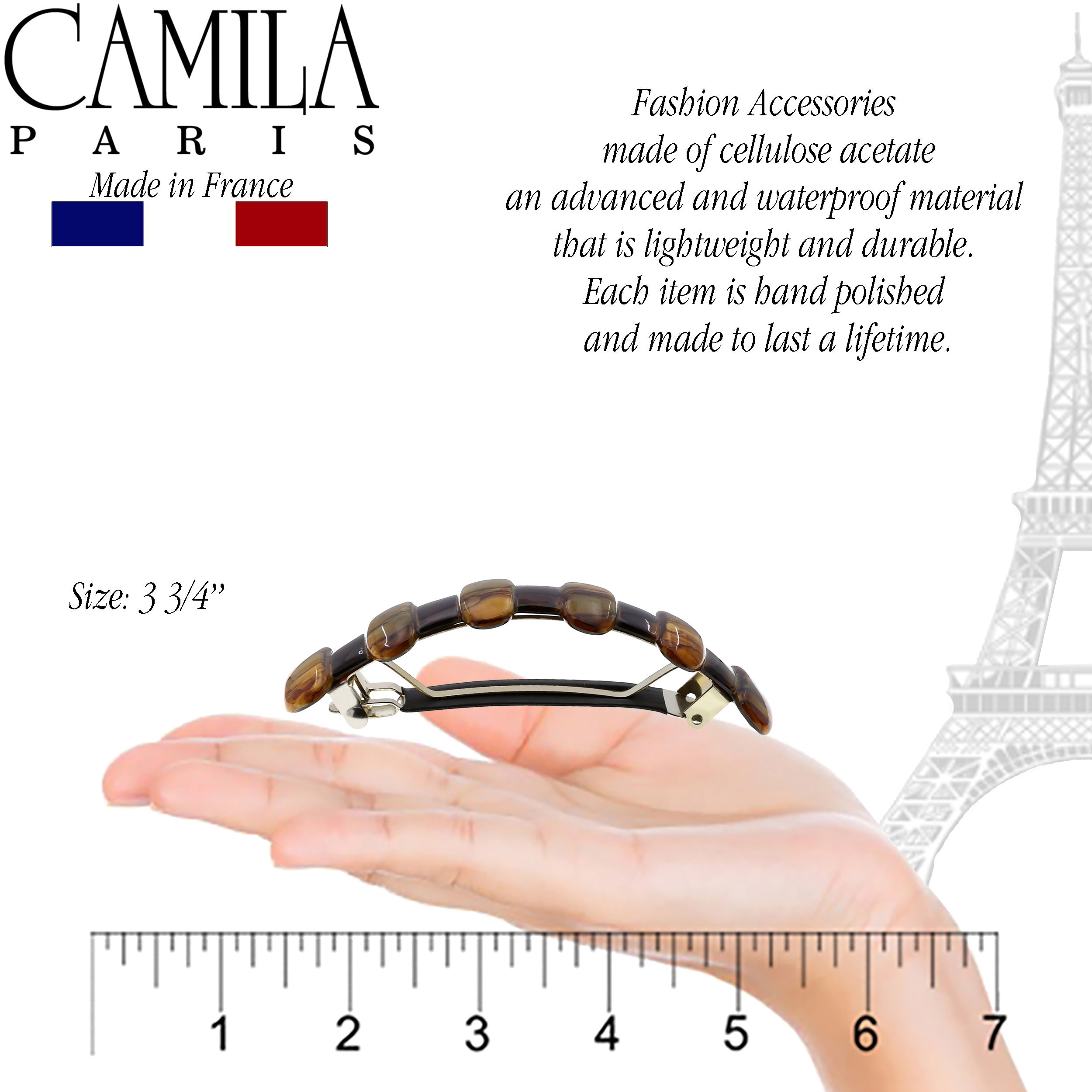Camila Paris MP802 Brown French Hair Barrette Automatic Clasp