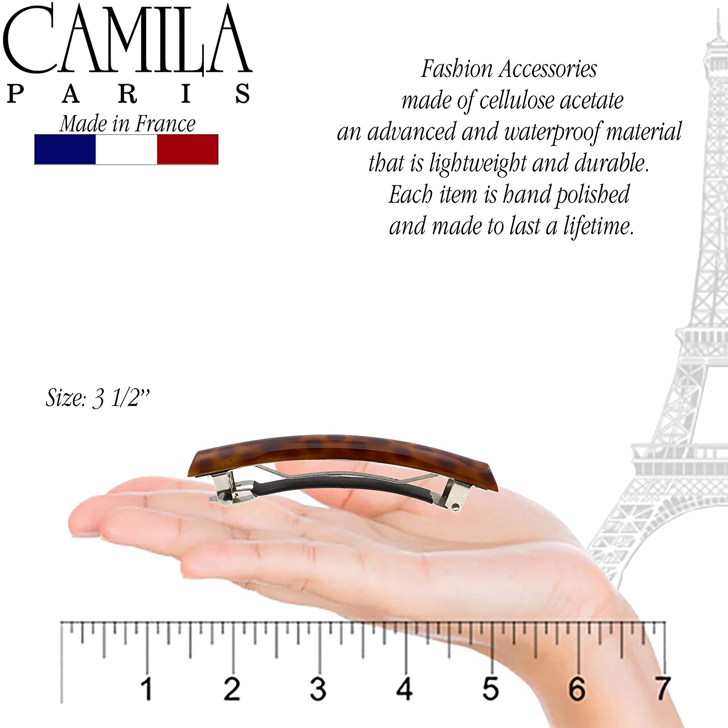 Camila Paris Hair Barrettes Rectangle No-Slip with Swarovski Crystals