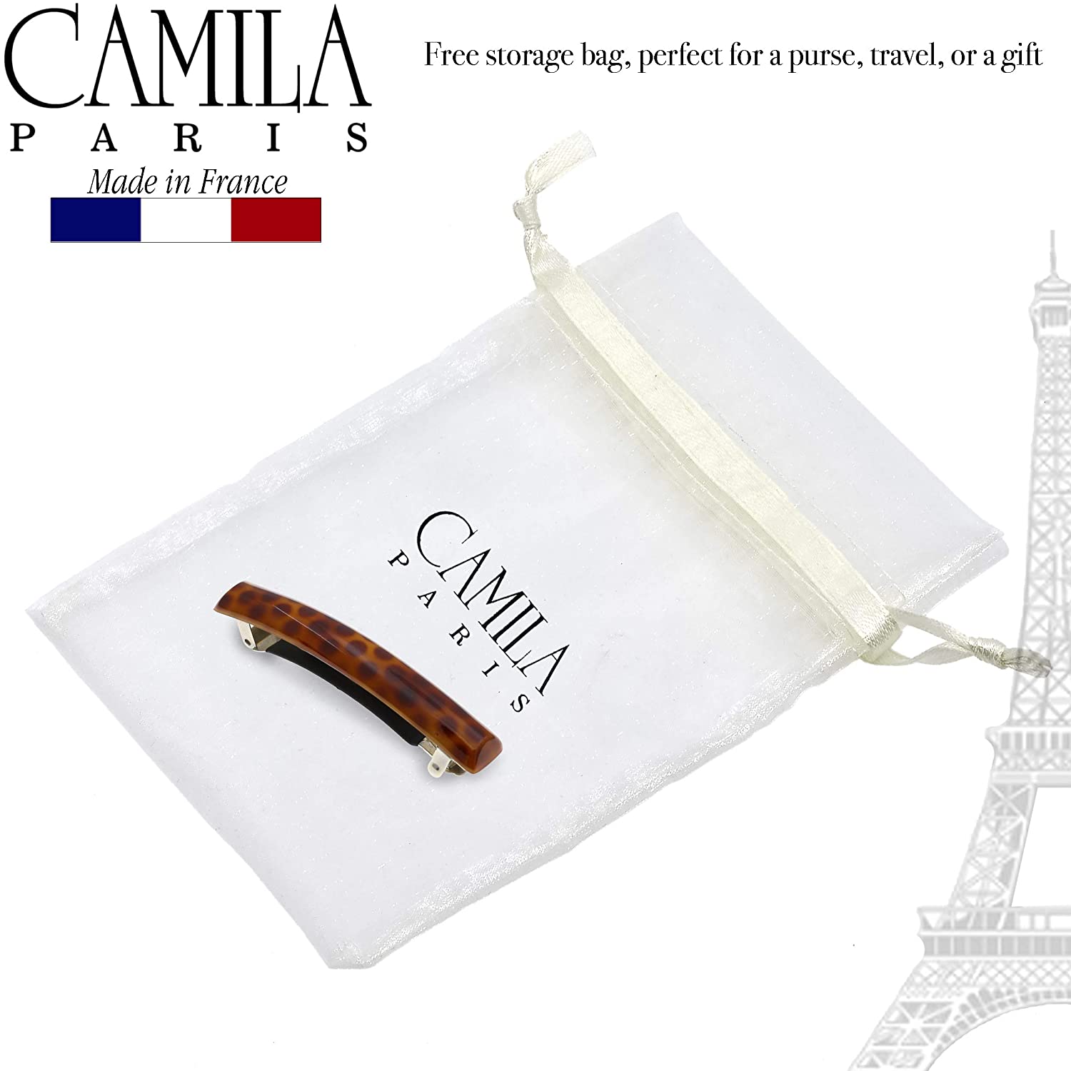 Camila Paris Hair Barrettes Rectangle No-Slip with Swarovski Crystals