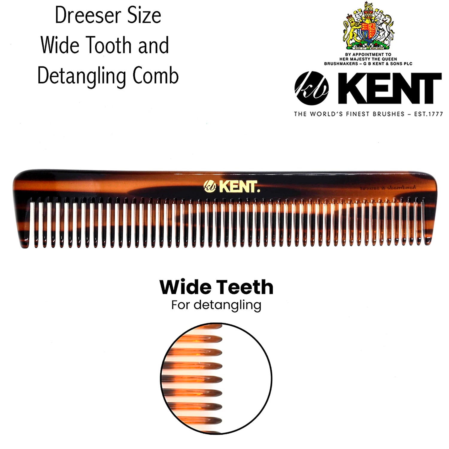 Kent R5T Handmade Wide Tooth Comb Detangle for Thick Curly Wavy Hair