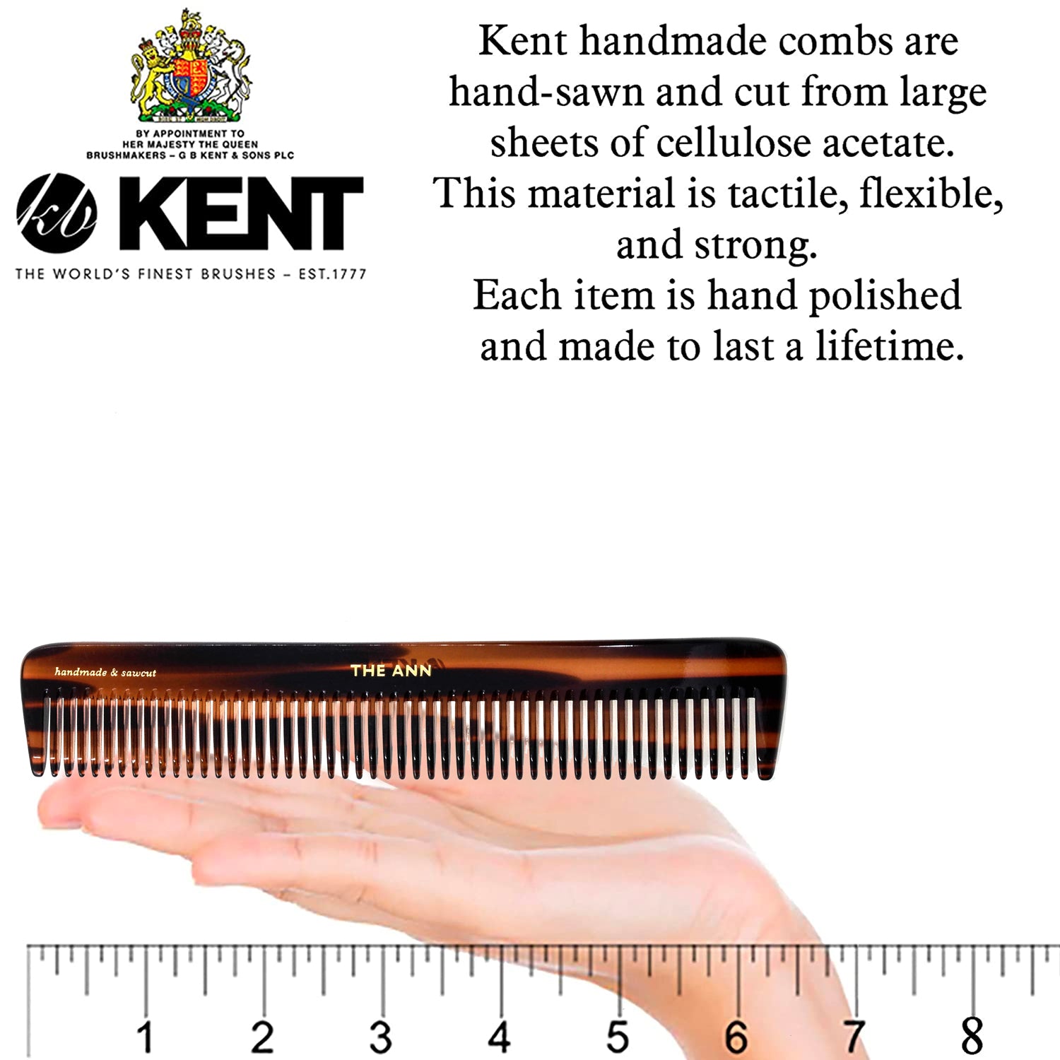 Kent R5T Handmade Wide Tooth Comb Detangle for Thick Curly Wavy Hair