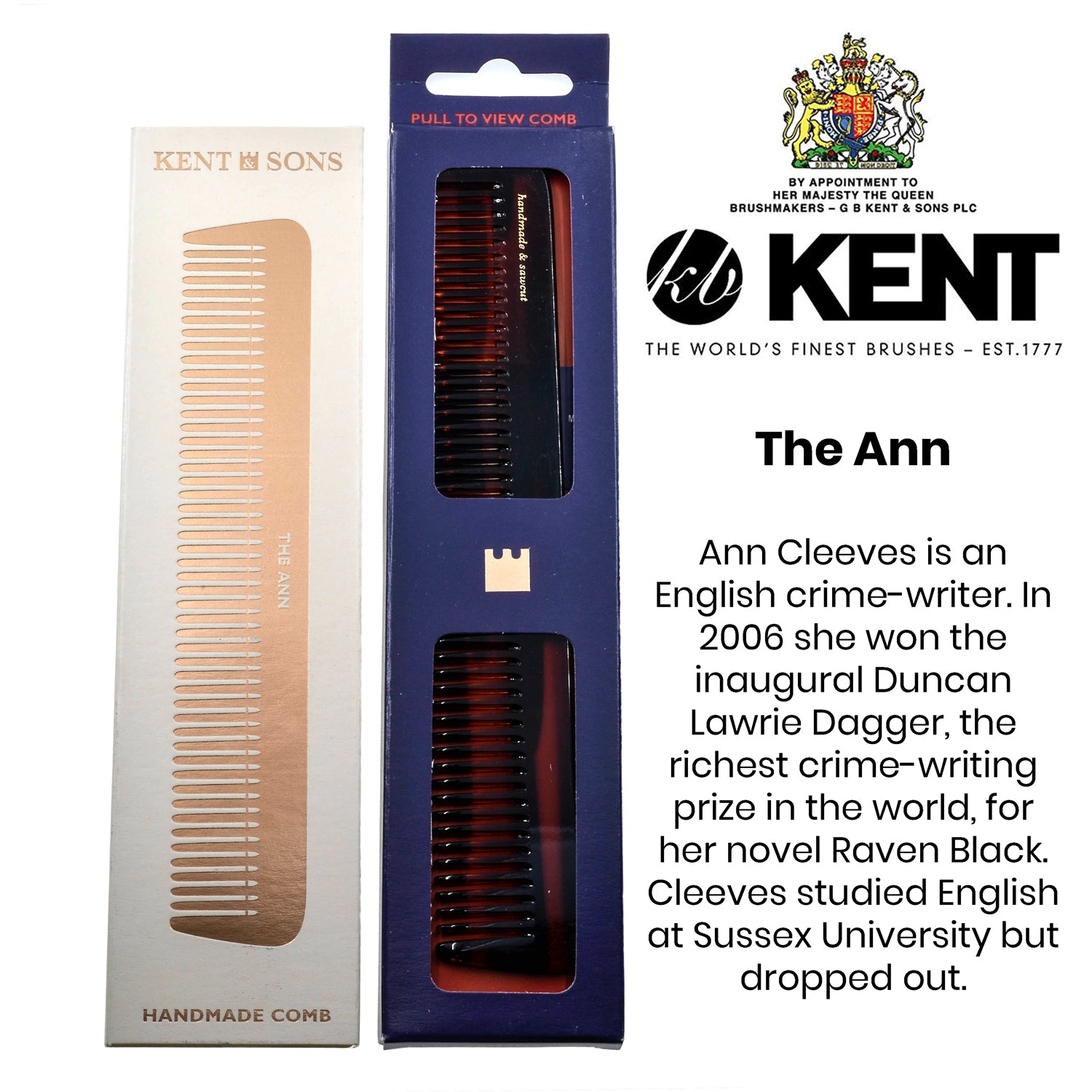 Kent R5T Handmade Wide Tooth Comb Detangle for Thick Curly Wavy Hair