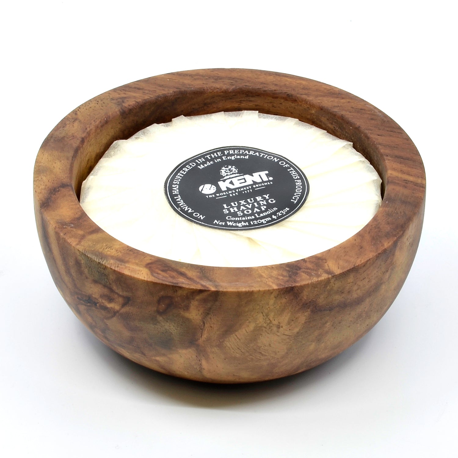 Kent SB6 Dark Oak Shaving Bowl with Luxury Shaving Soap