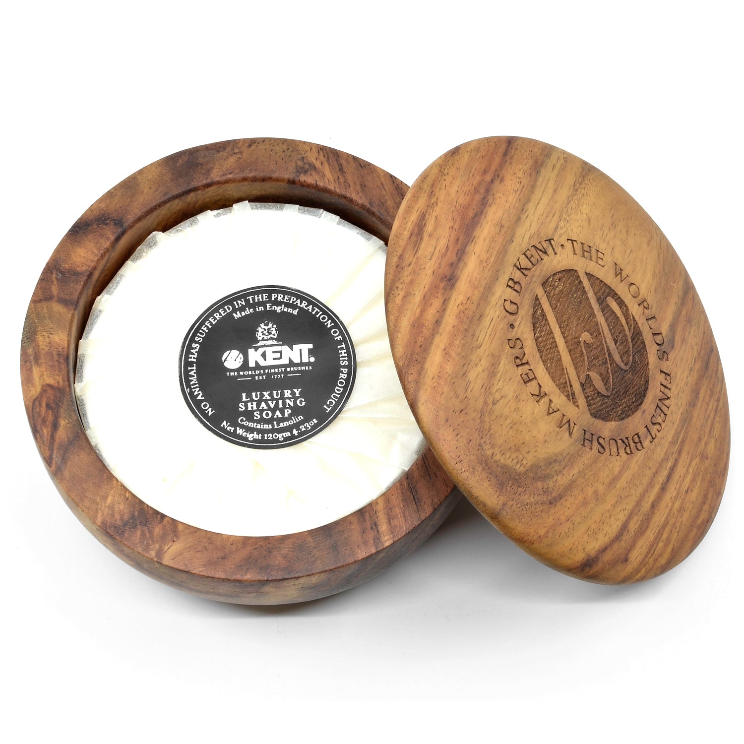 Kent SB6 Dark Oak Shaving Bowl with Luxury Shaving Soap