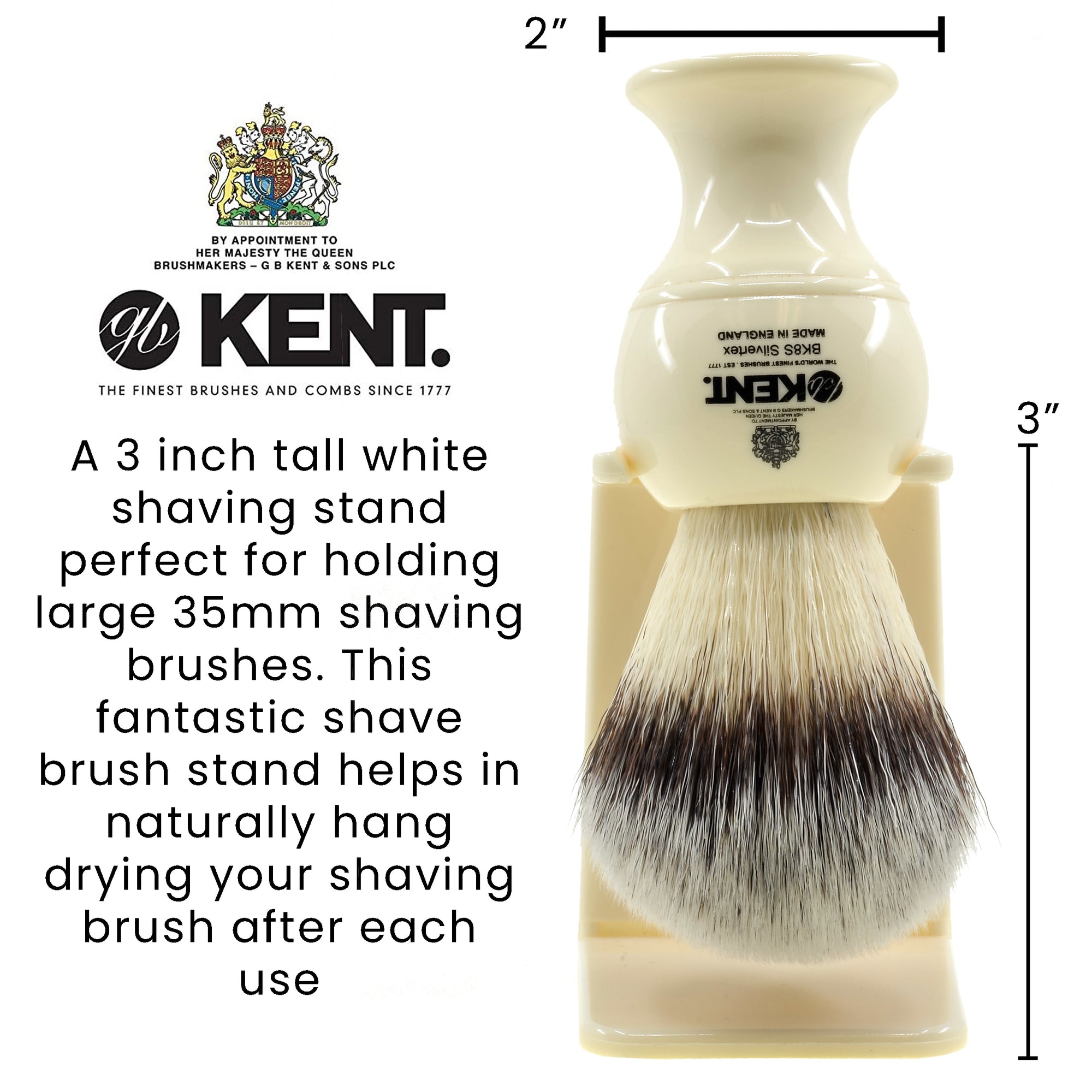 Kent VSB6 Shaving brush holder. Ivory Large Neck Shaving Brush Stand