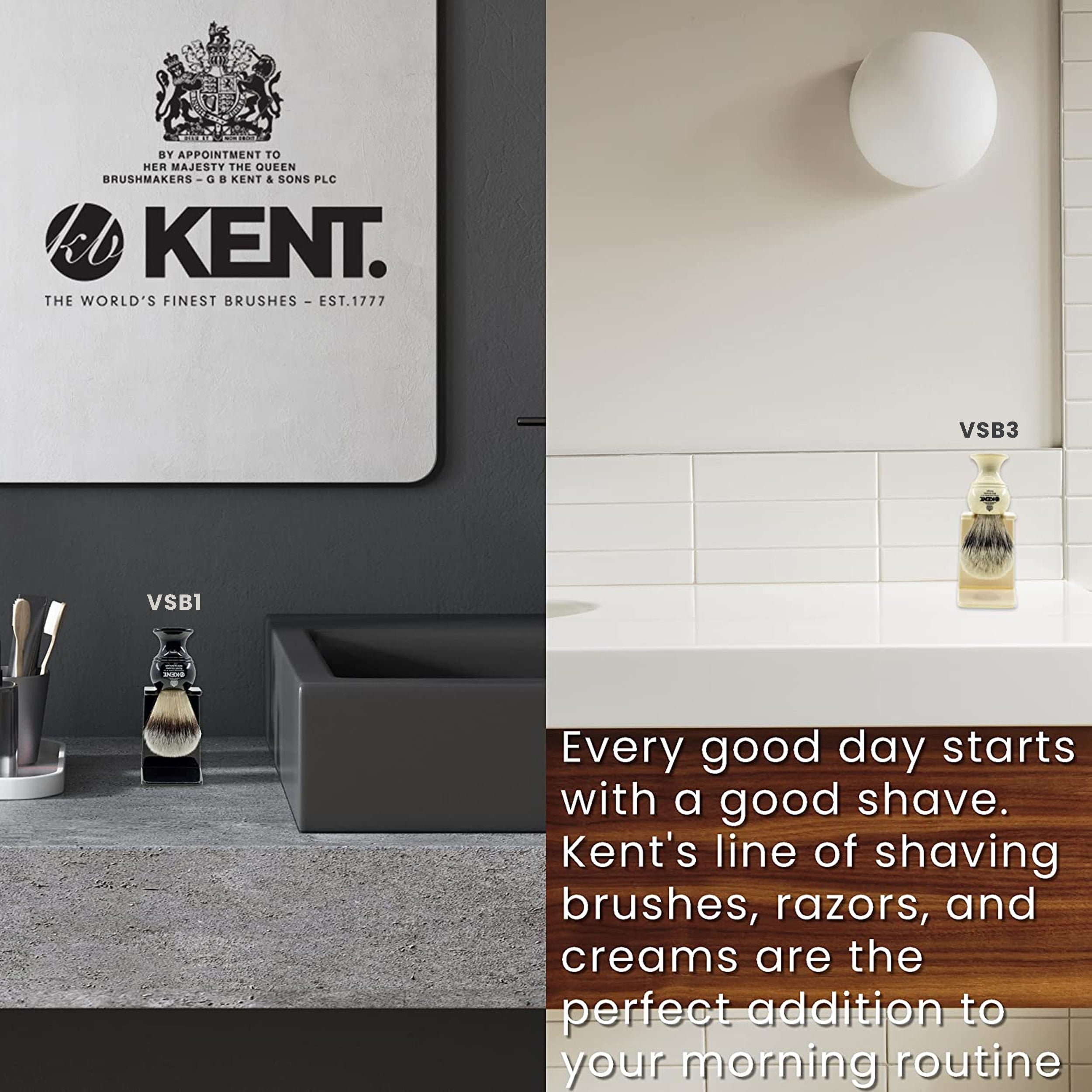 Kent VSB6 Shaving brush holder. Ivory Large Neck Shaving Brush Stand