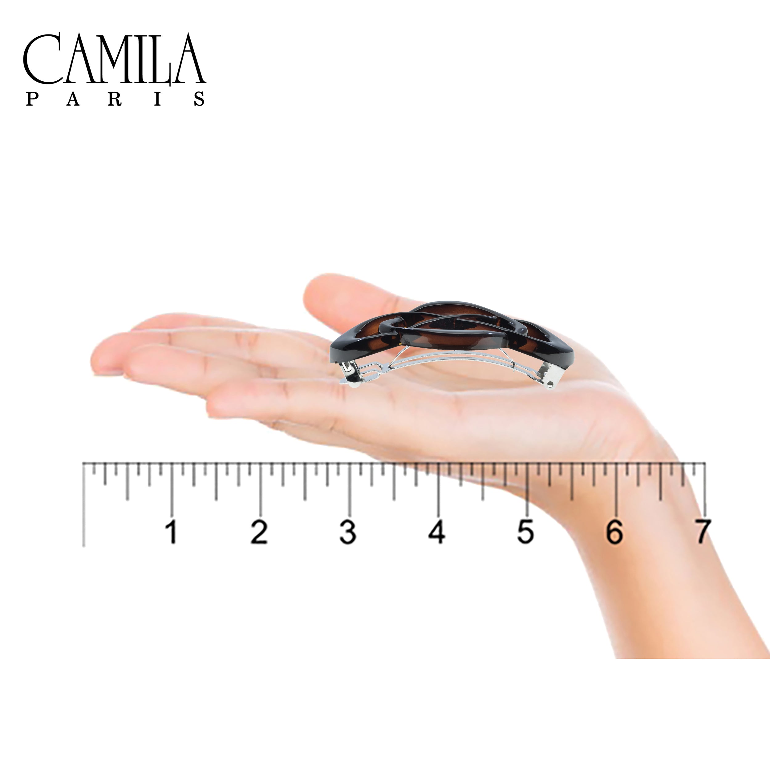 Camila Paris CP2437 Classic Black French Hair Barrette Automatic Clasp