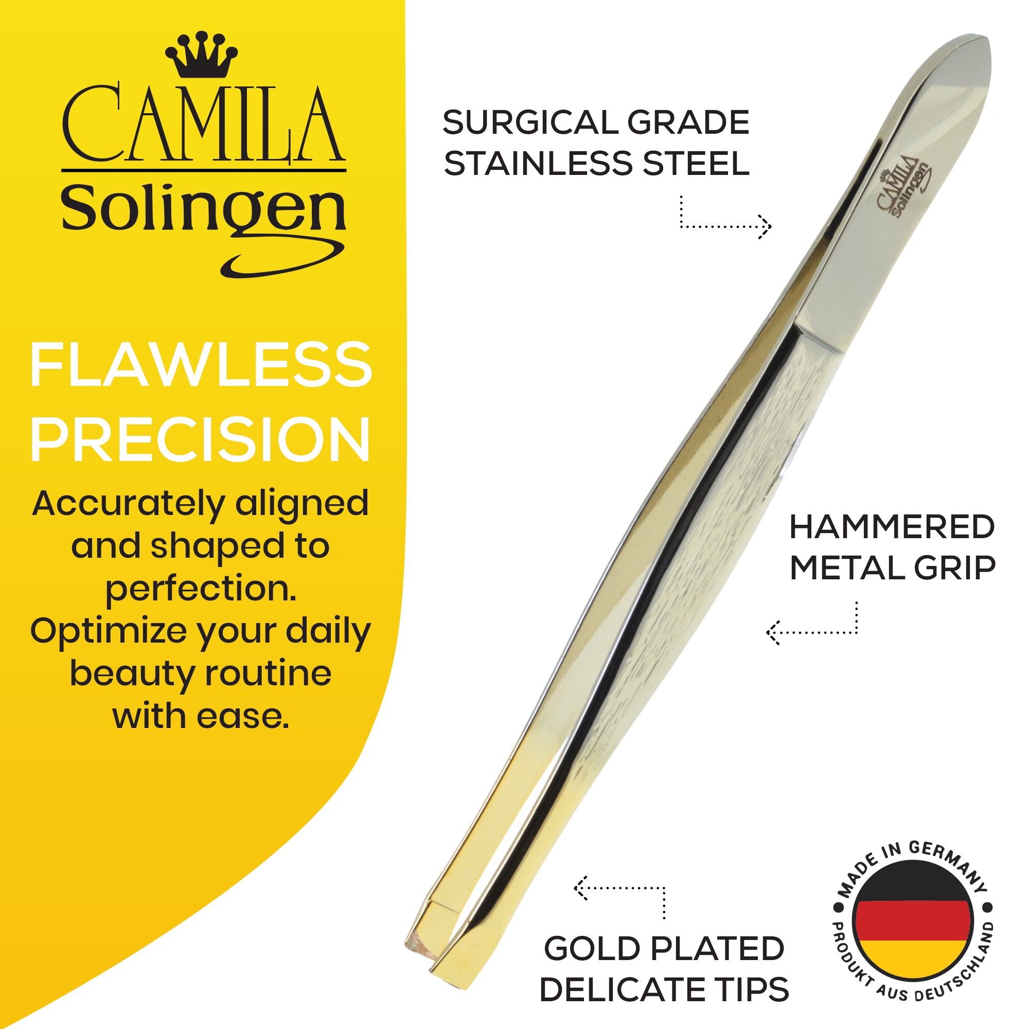 3.5" Gold Plated Straight Tip Tweezers