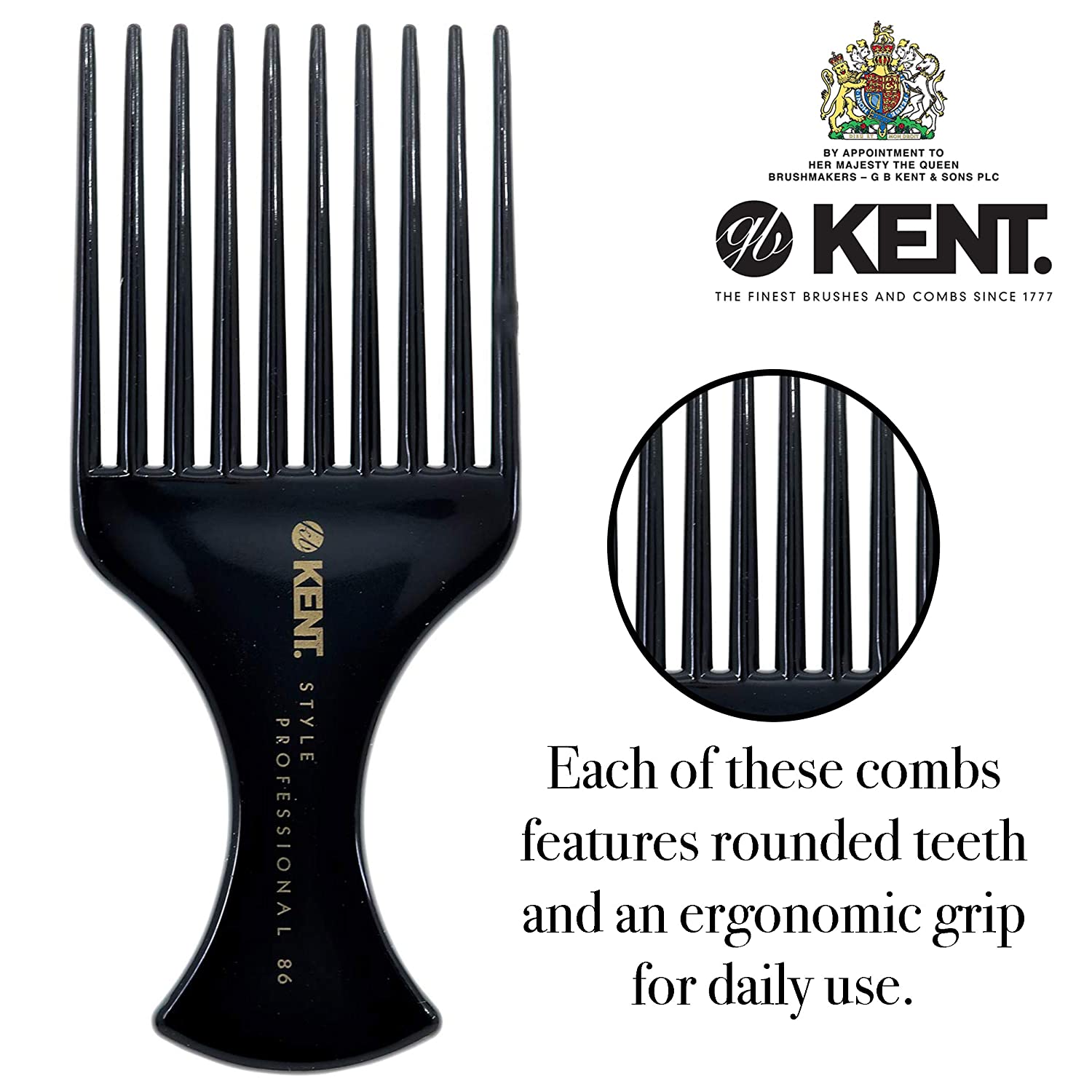 Kent SPC86 Style Professional Afro Pick Comb for Teasing and Lifting