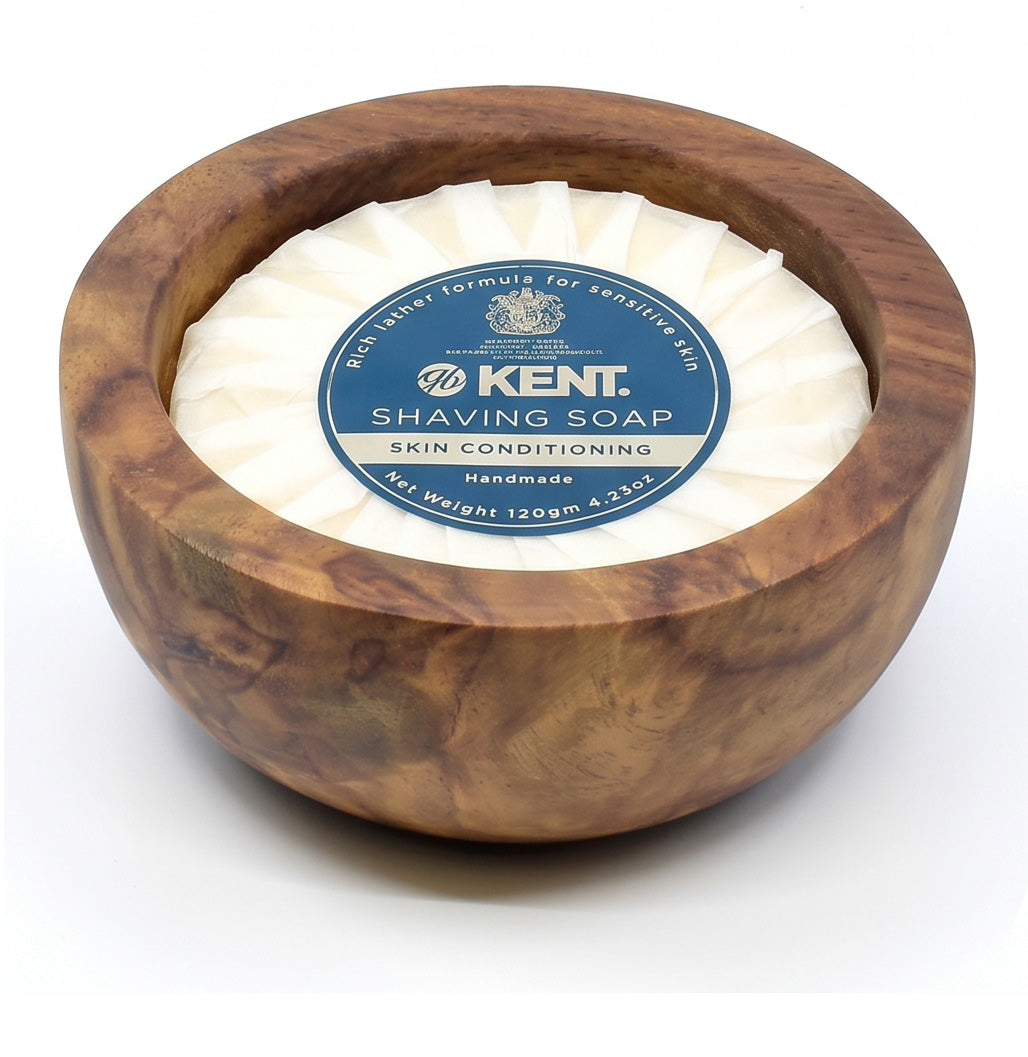 Kent SB6 Dark Oak Shaving Bowl with Soap