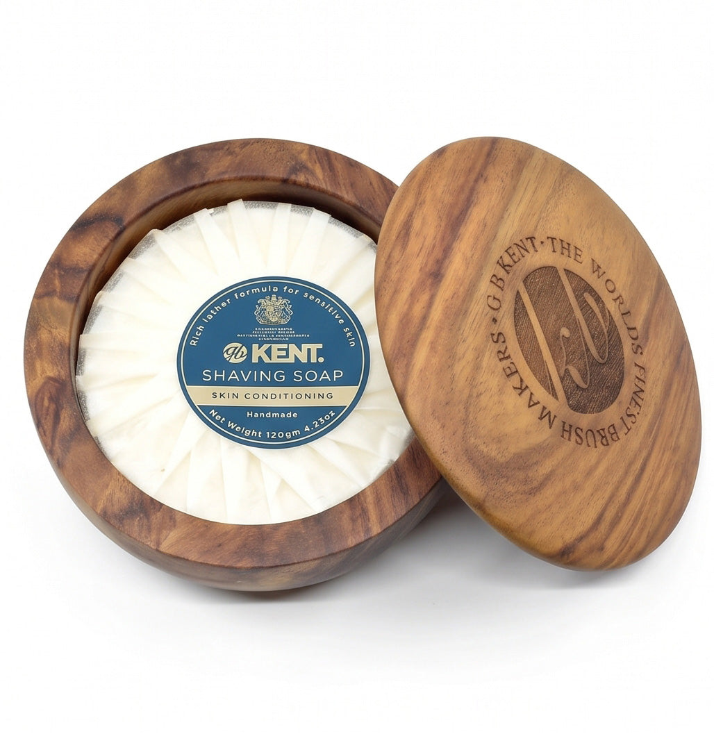 Kent SB6 Dark Oak Shaving Bowl with Soap