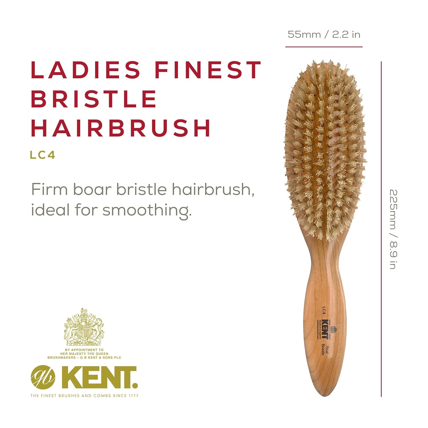 Ladies Finest White Boar Bristle Oval Cherrywood Hair Brush