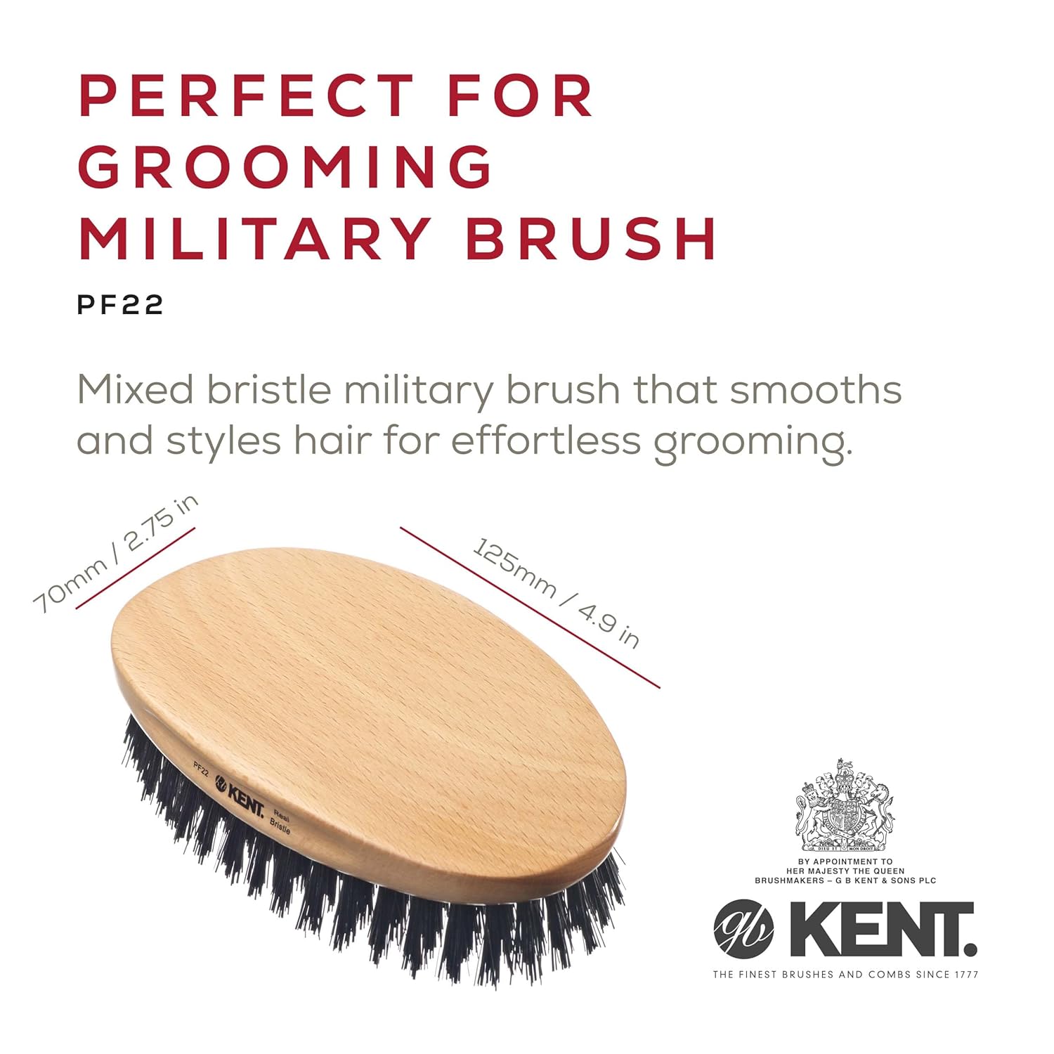 "Perfect For" Nylon Bristle and Boar Bristle Military Hair Brush